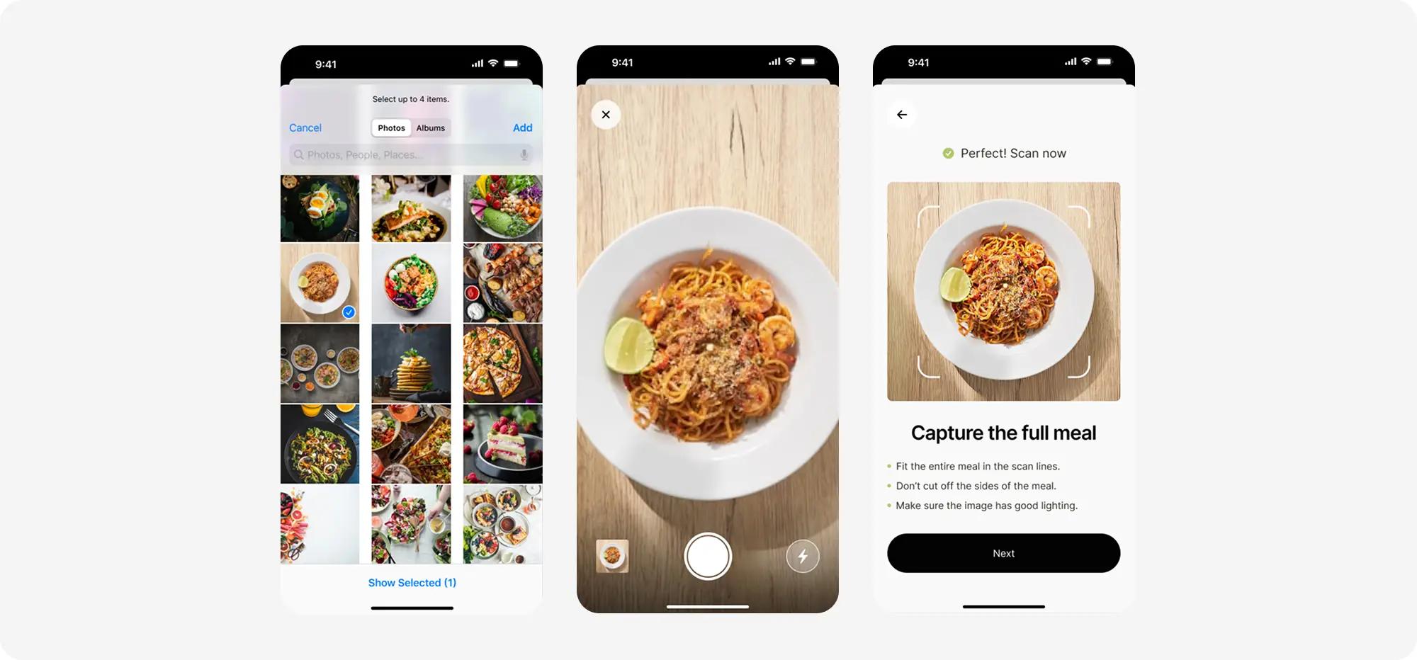c-counter food scan process screens ui ix design