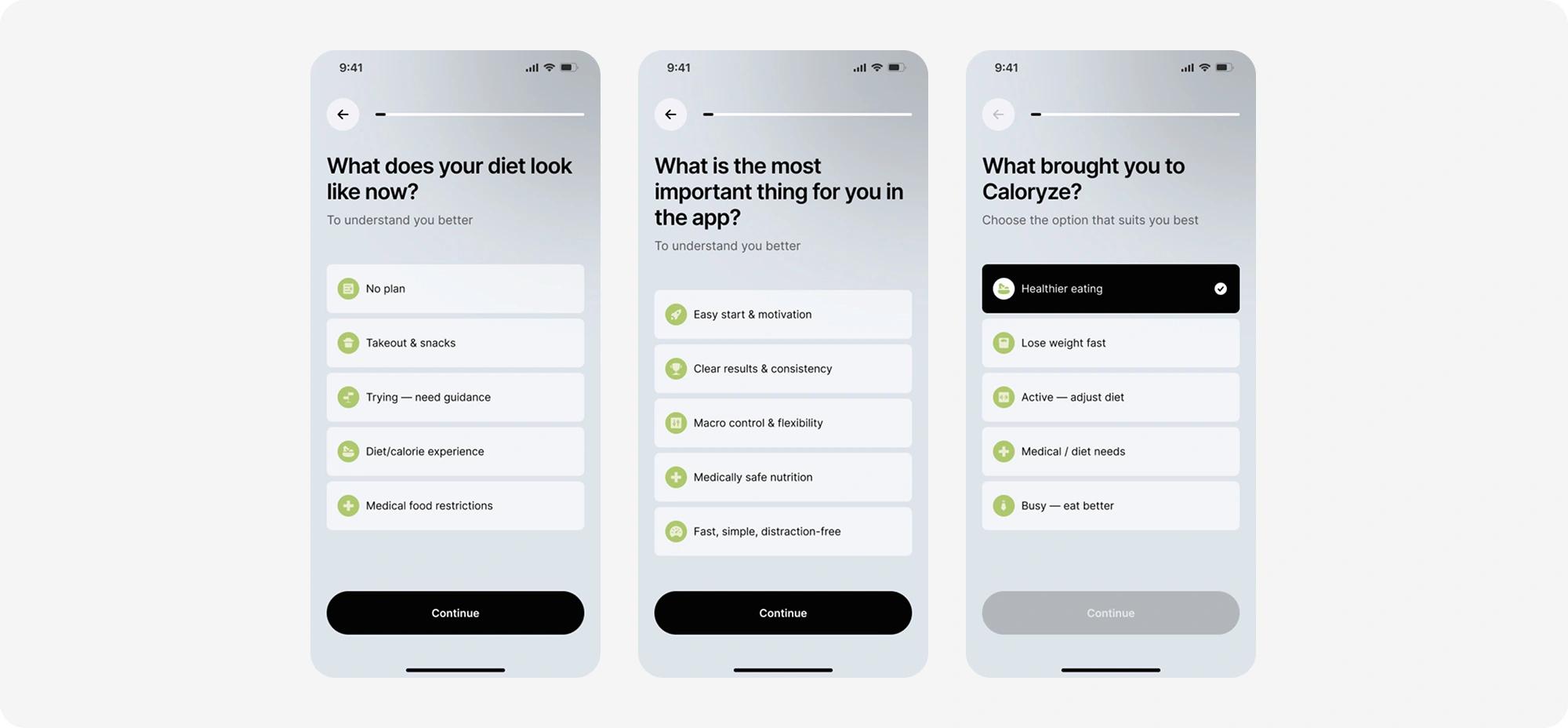 c-counter quize screens ux ui design