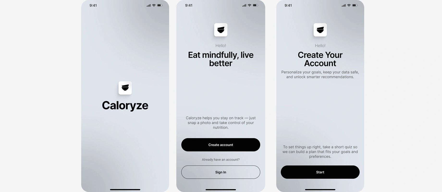 c-counter a calorie tracking app greeting screen