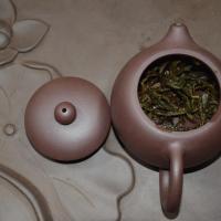 Professional evaluation of wholesale Mi Lan Xiang Phoenix Dan Cong oolong, showing vibrant tea liquor and infused leaves in a clay teapot.