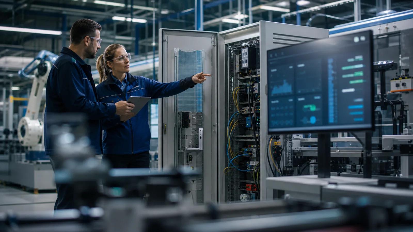 A cybersecurity and operations team reviewing protected industrial data flows