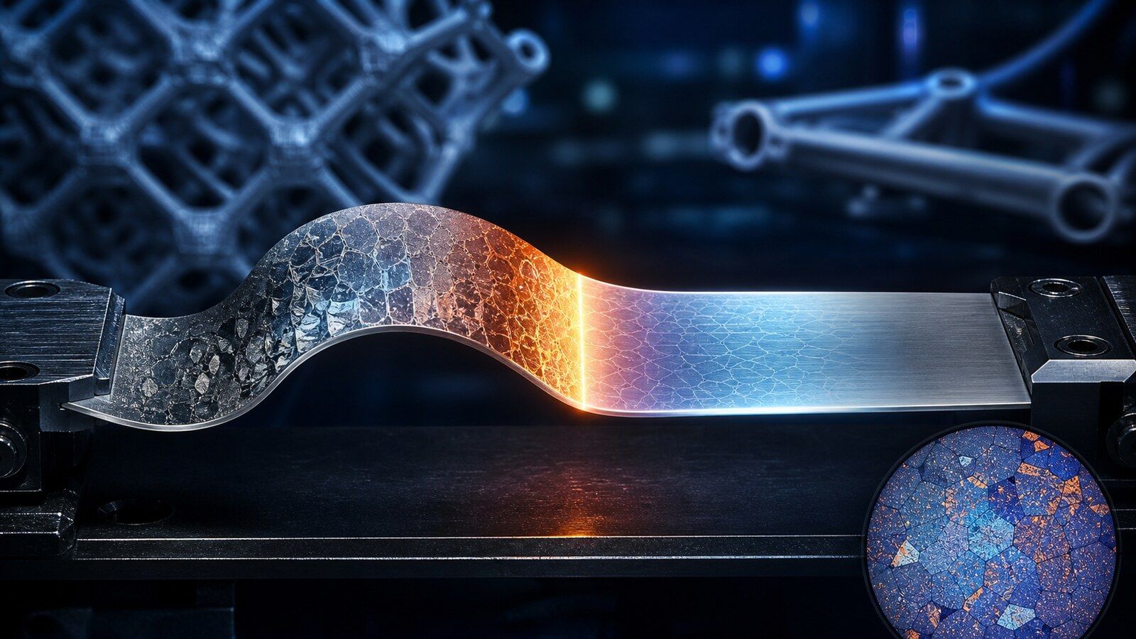 Iron-based shape-memory alloy recovering its engineered form under controlled heat.