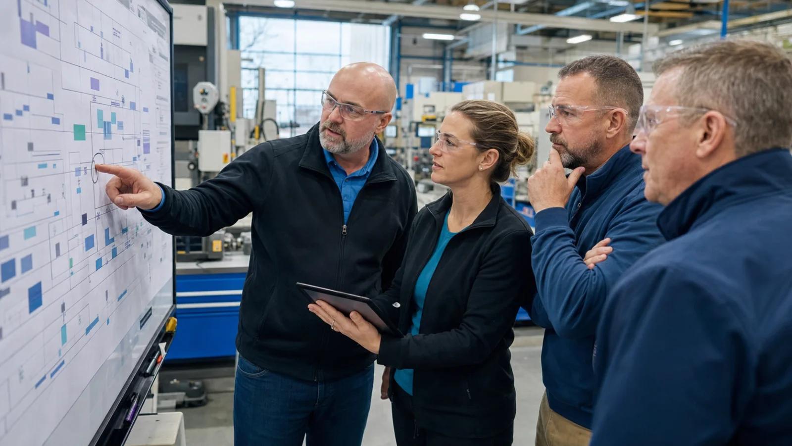 A Northwest Ohio manufacturing team evaluating an AI project on the shop floor