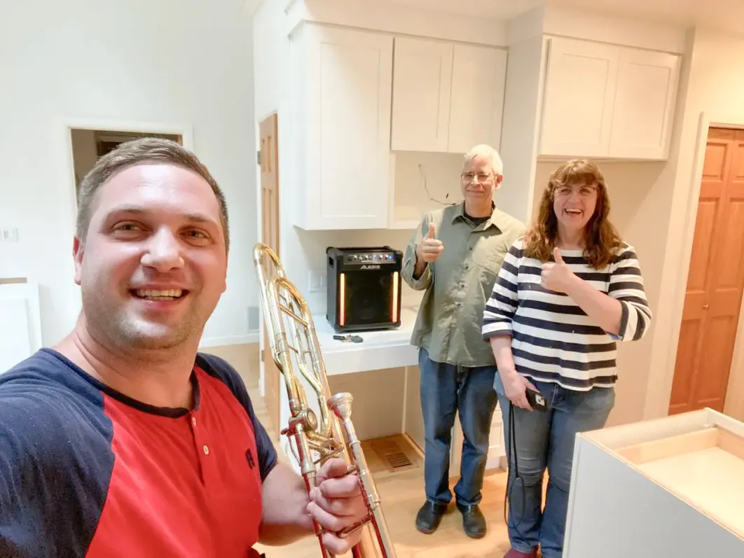 Happy customers after bathroom remodeling in Bellevue