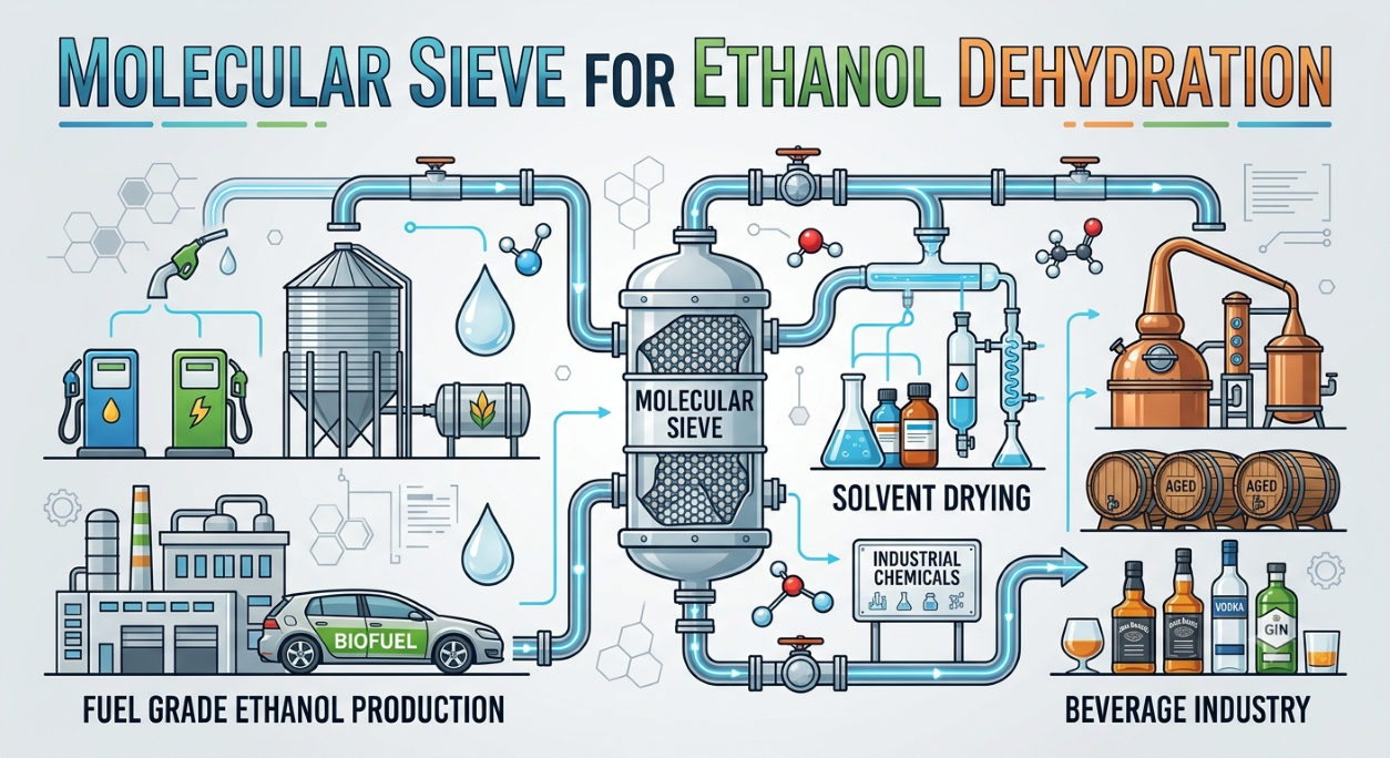 Molecular Sieve for Ethanol Dehydration: Applications in Fuel Grade Ethanol Production, Solvent Drying, and Beverage Industry