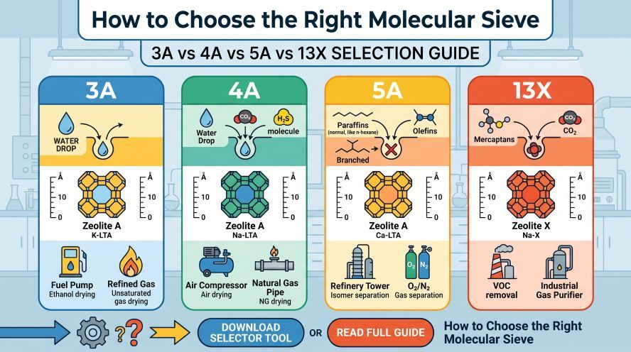 How to Choose the Right Molecular Sieve: 3A vs 4A vs 5A vs 13X Selection Guide
