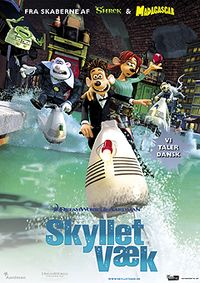 Plakat for 'Skyllet væk (Flushed away) - engelsk tale'