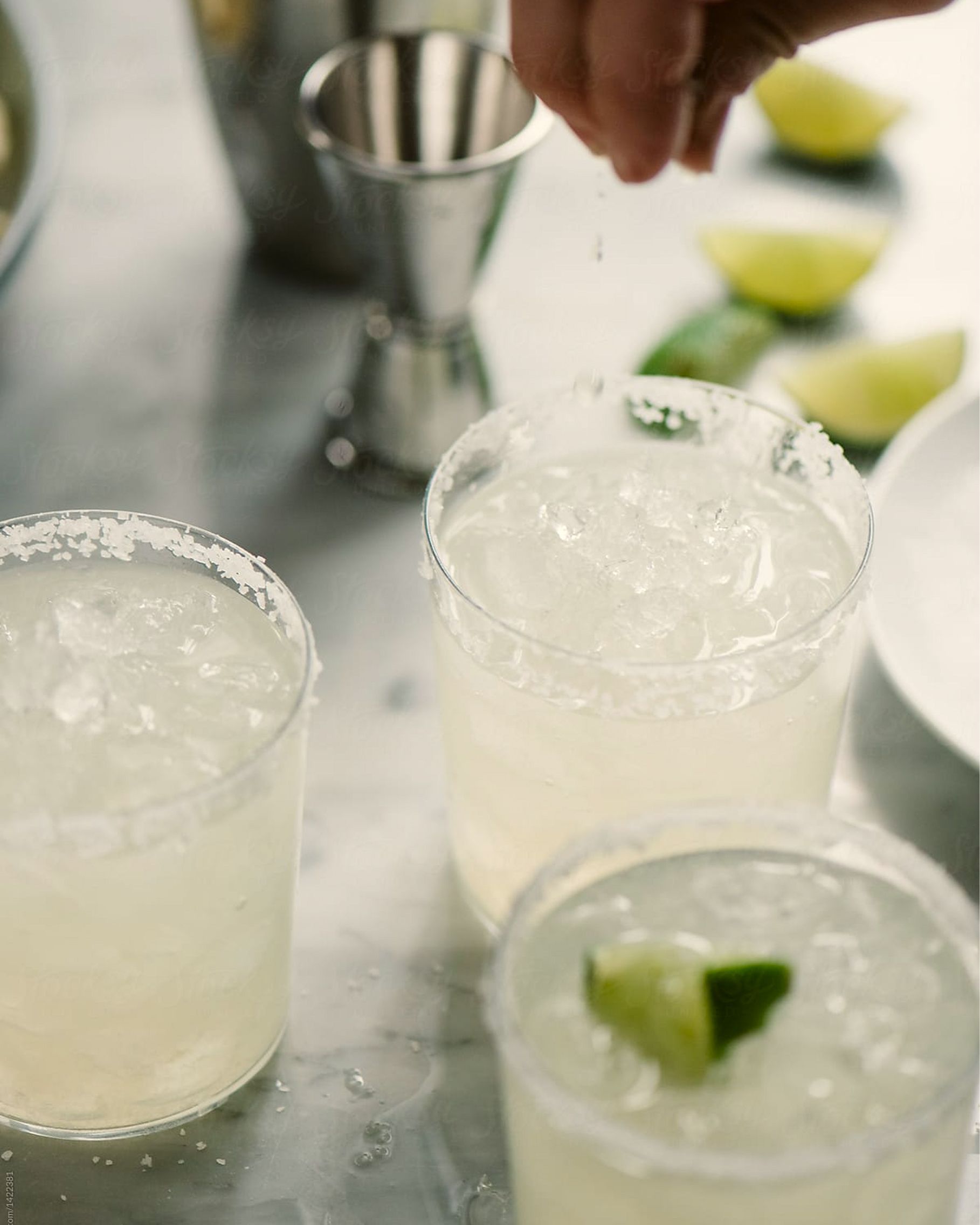 Margaritas being prepared