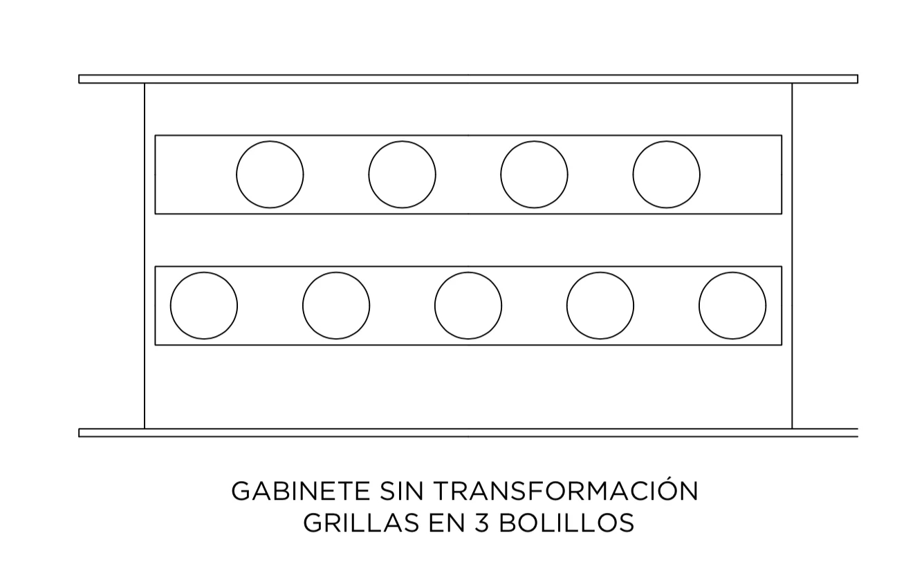 Esquema técnico de GABINETE GRILLA MAGNÉTICA