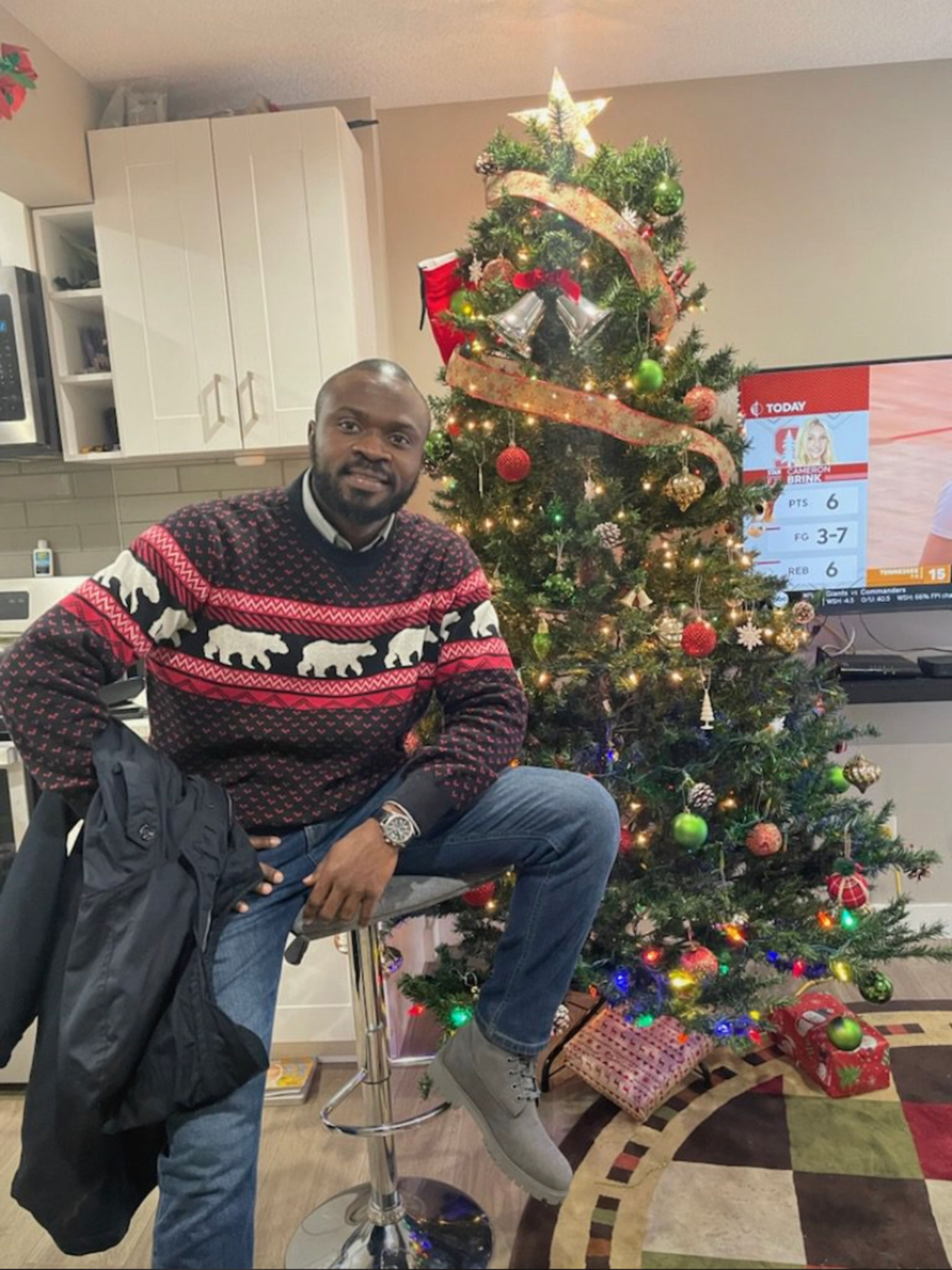 At his home during Christmas 