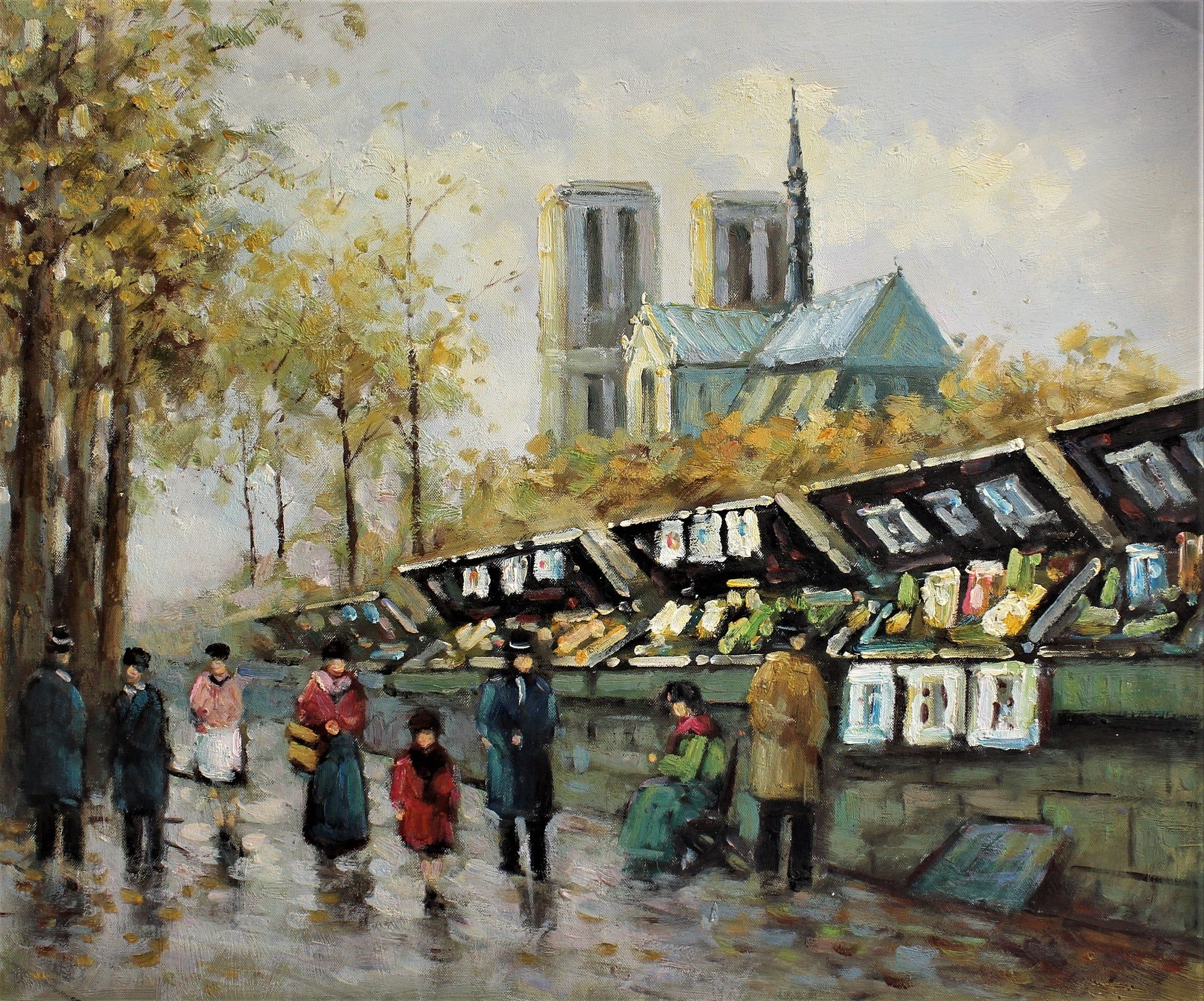 Personnages faisant leurs courses sur un marché en plein air