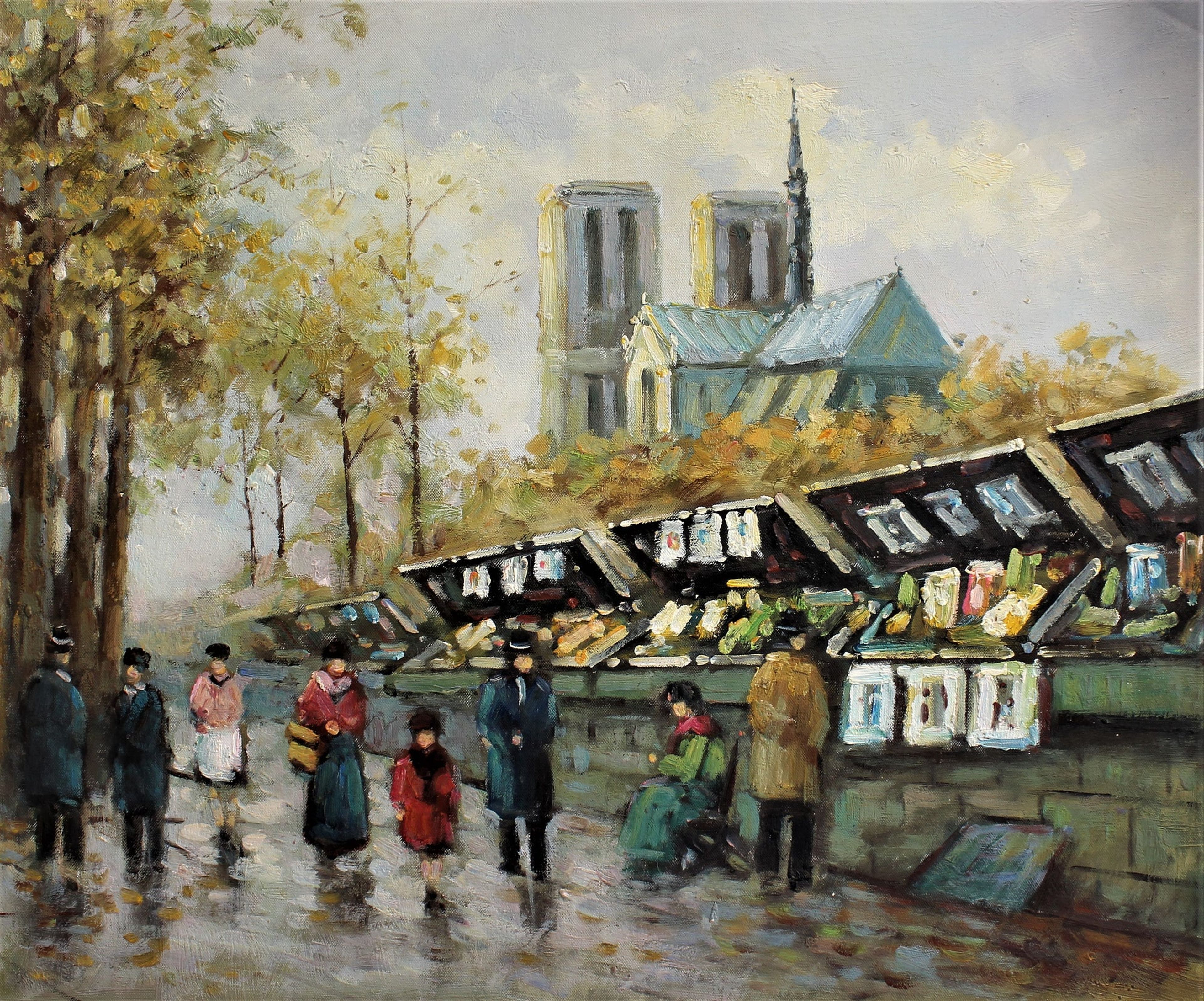 Personnages faisant leurs courses sur un marché en plein air