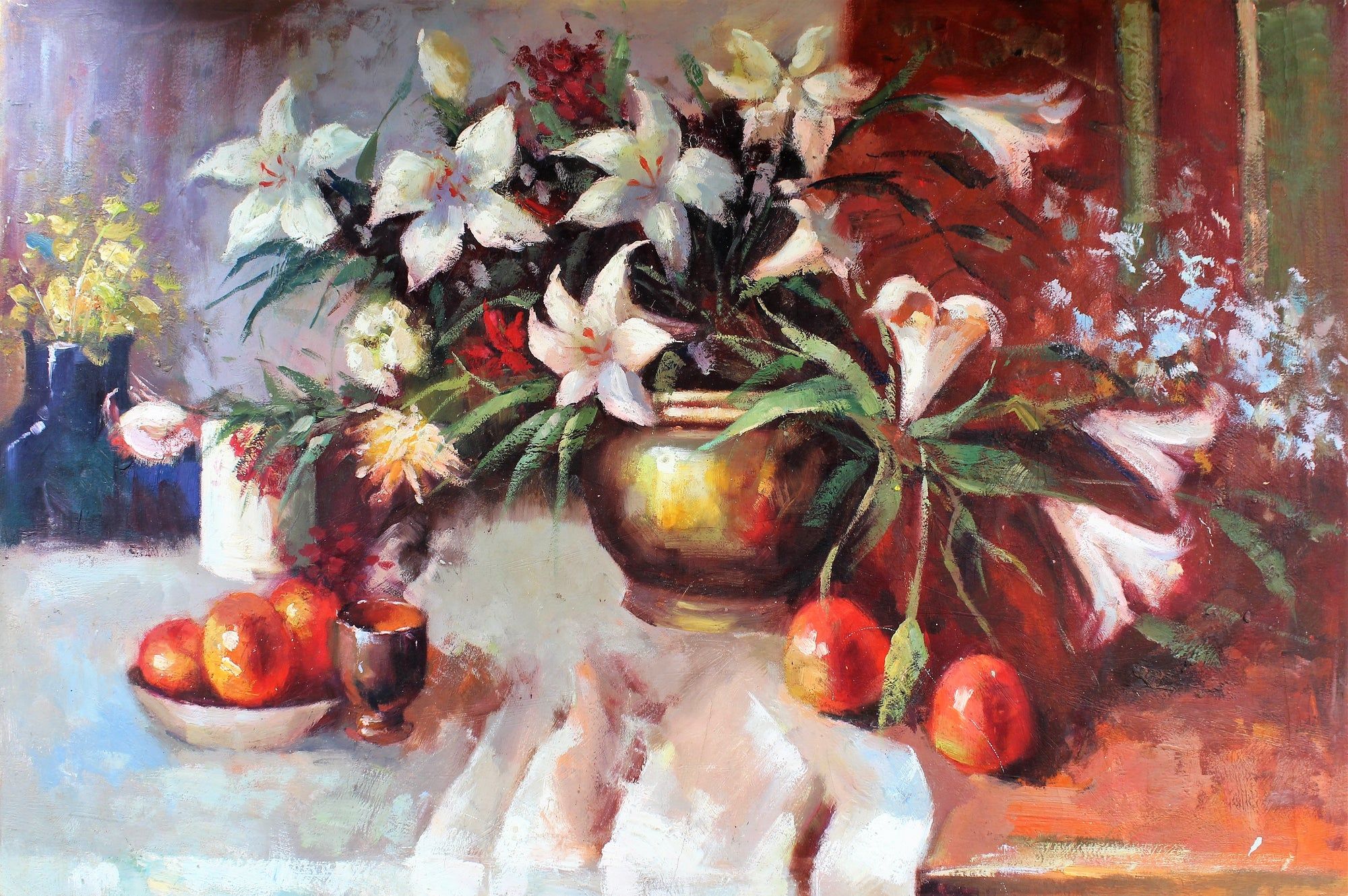 Nature morte de fleurs et d'oranges
