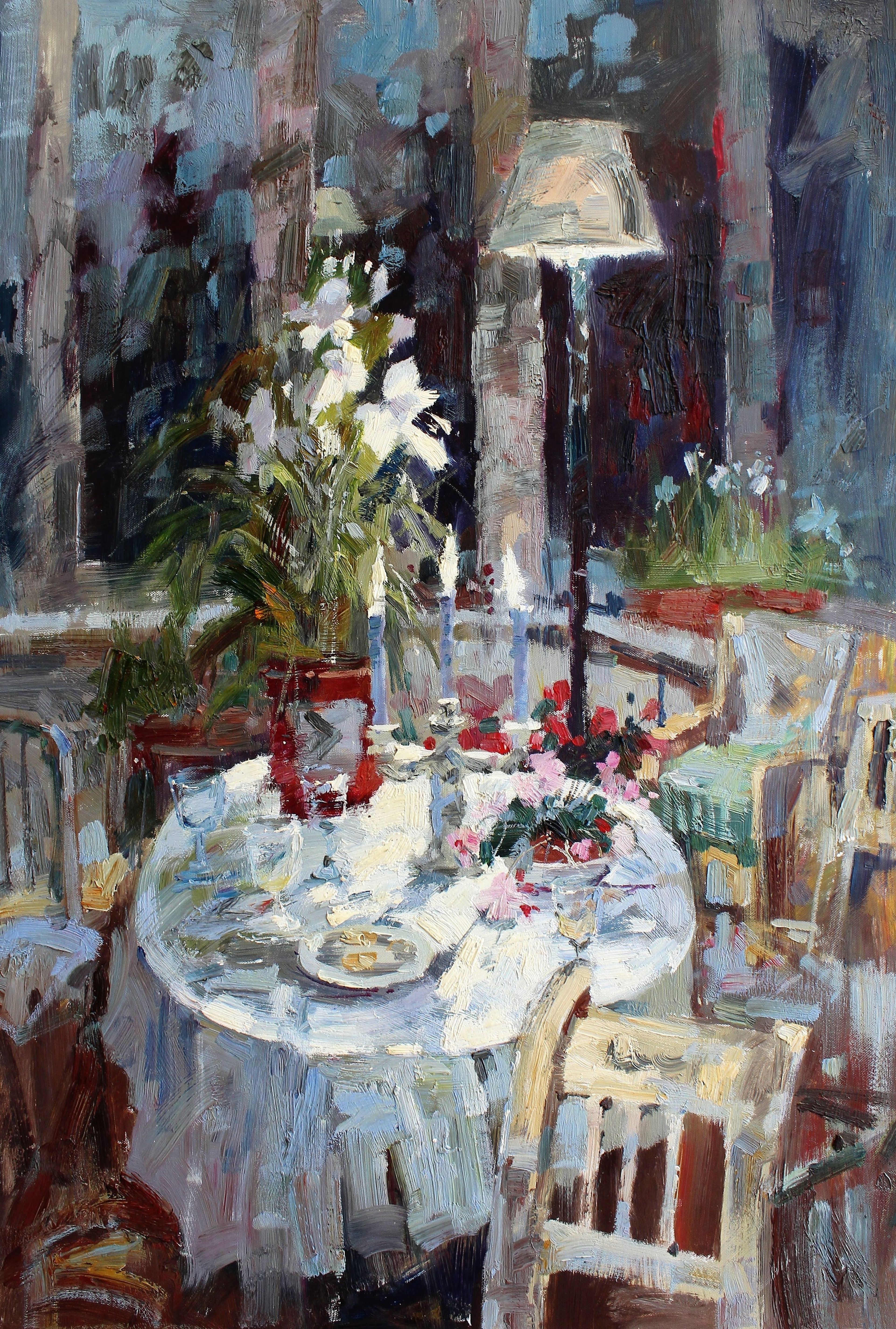 Table à dîner aux chandelles