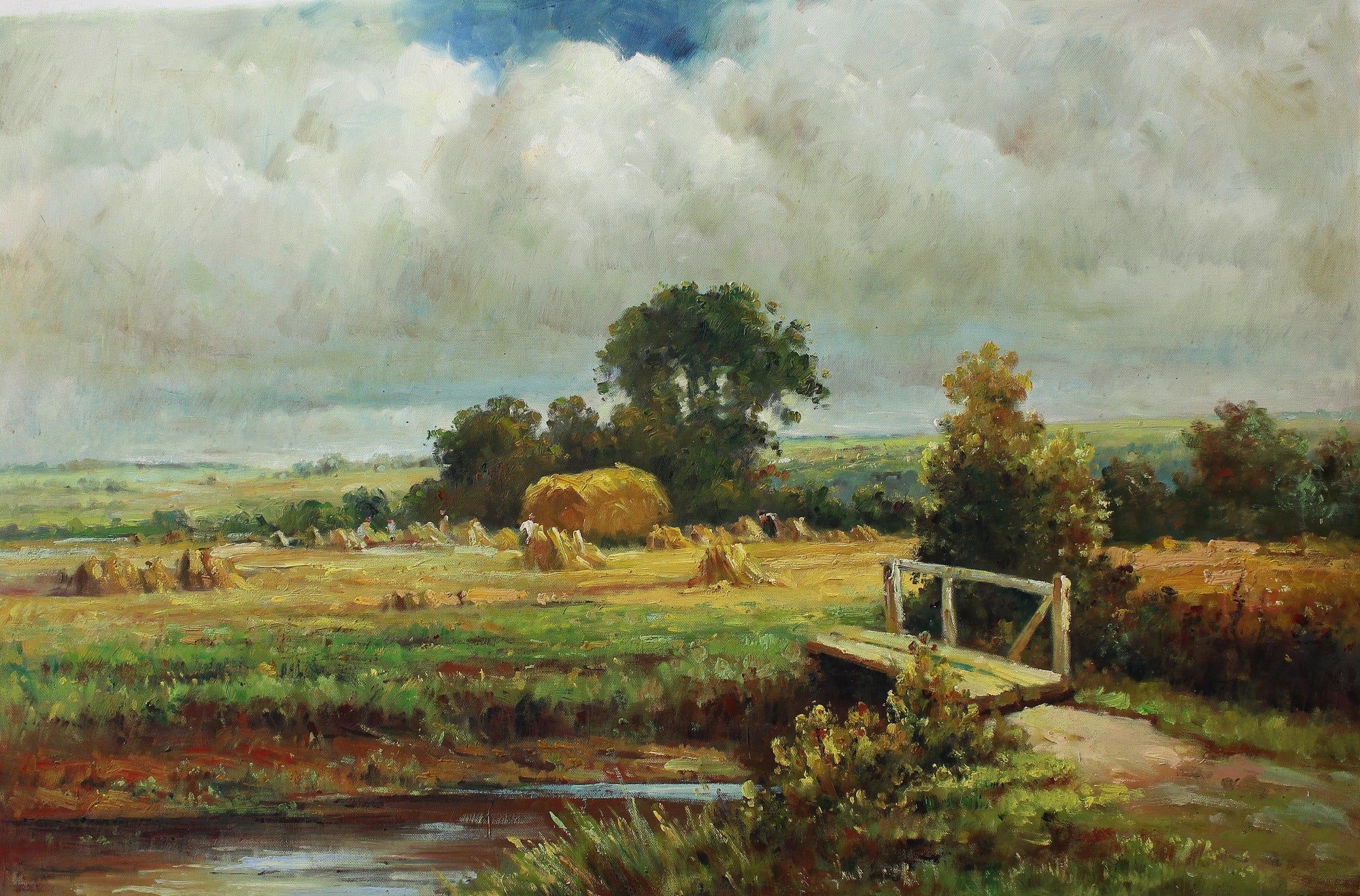 Petit pont vers un champ de blé