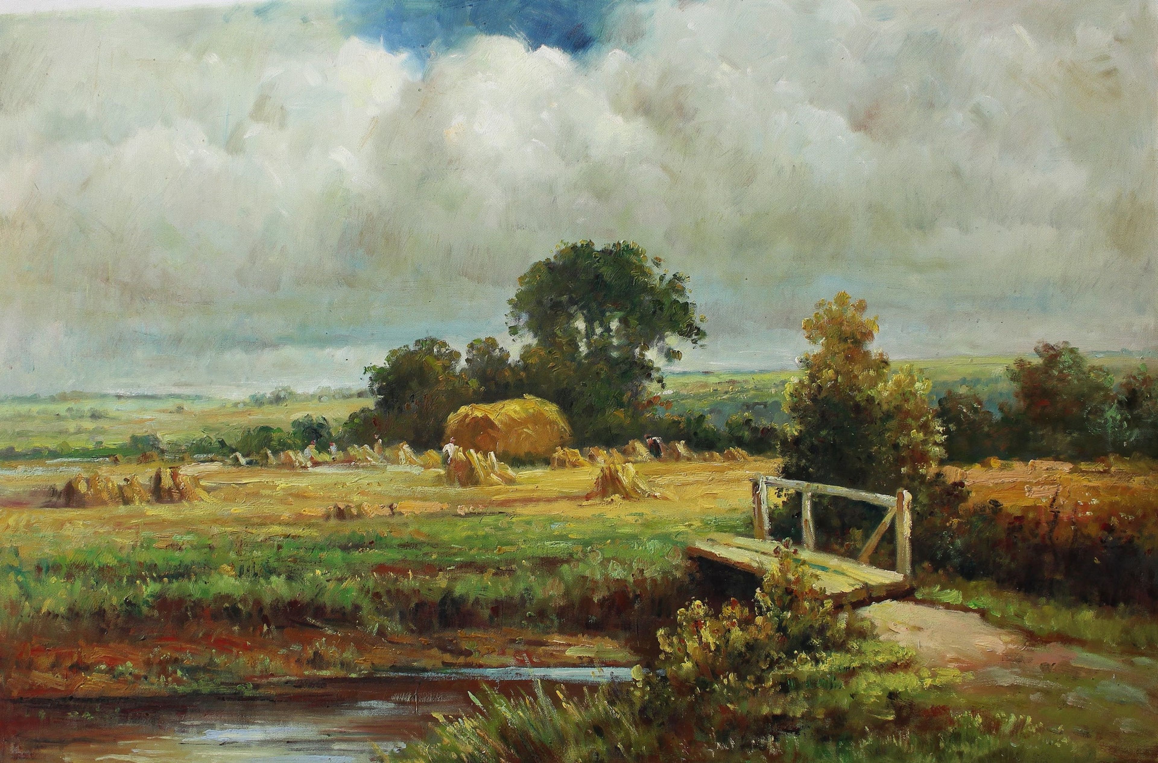Petit pont vers un champ de blé