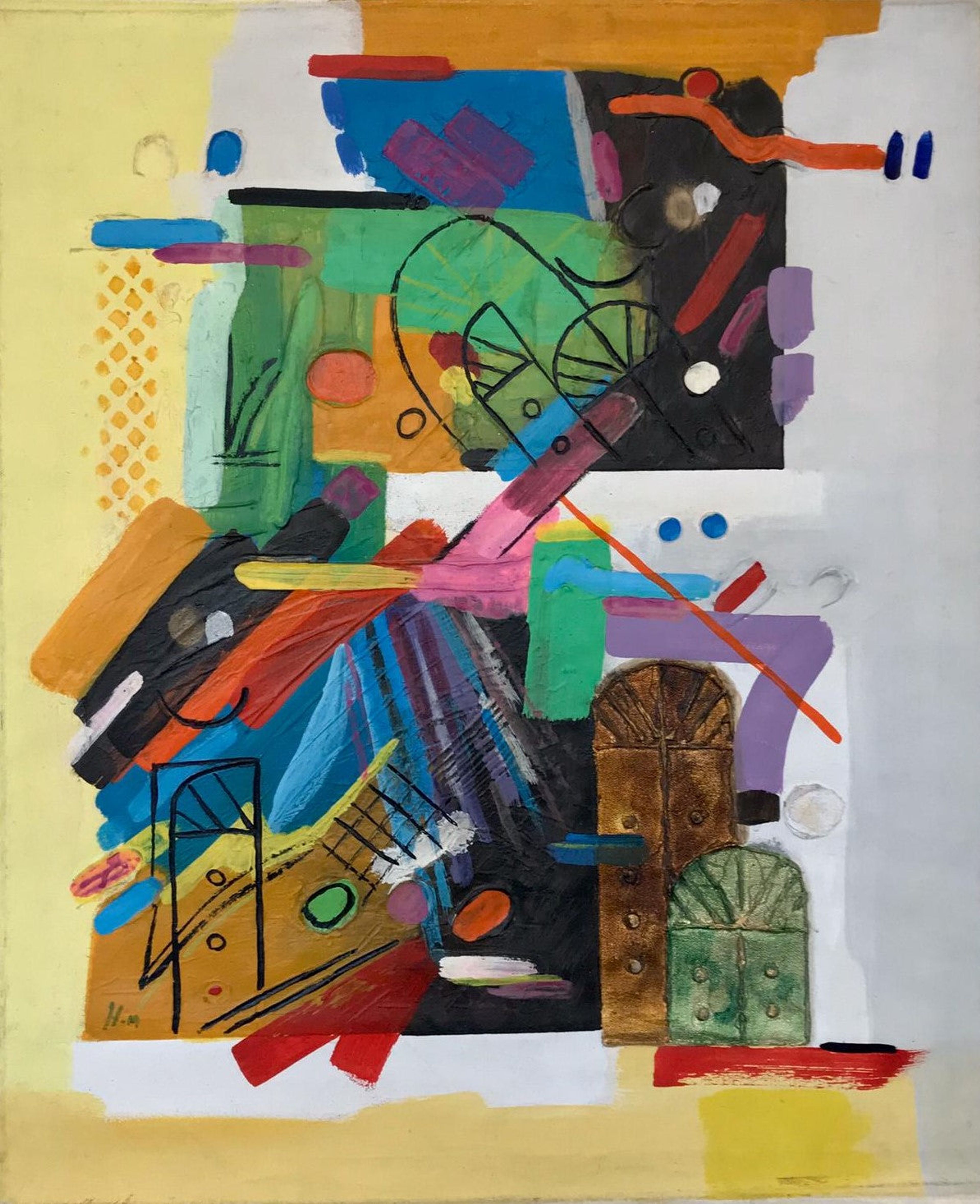 Abstrait coloré avec des portes