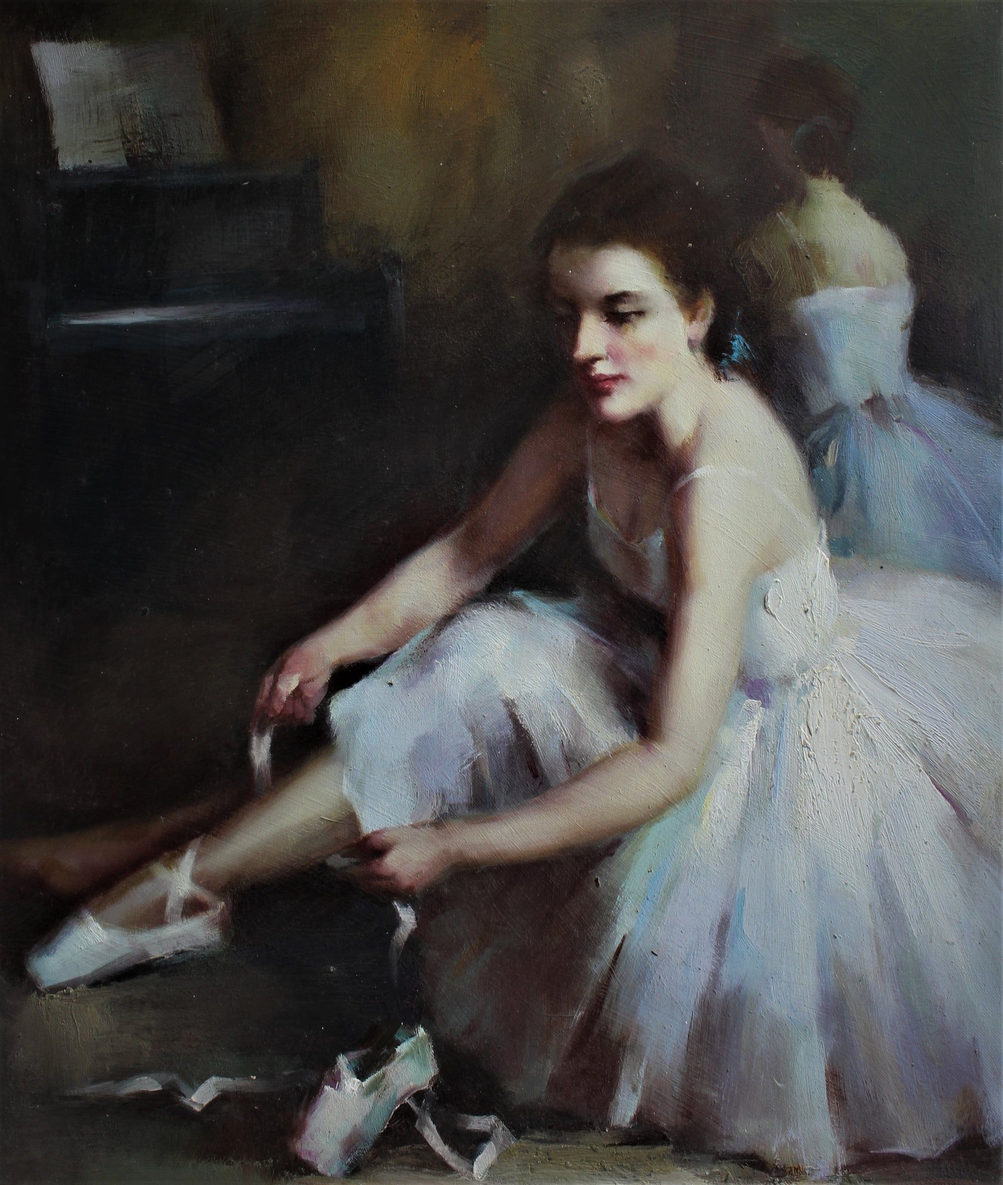 Ballerine enfilant des pointes