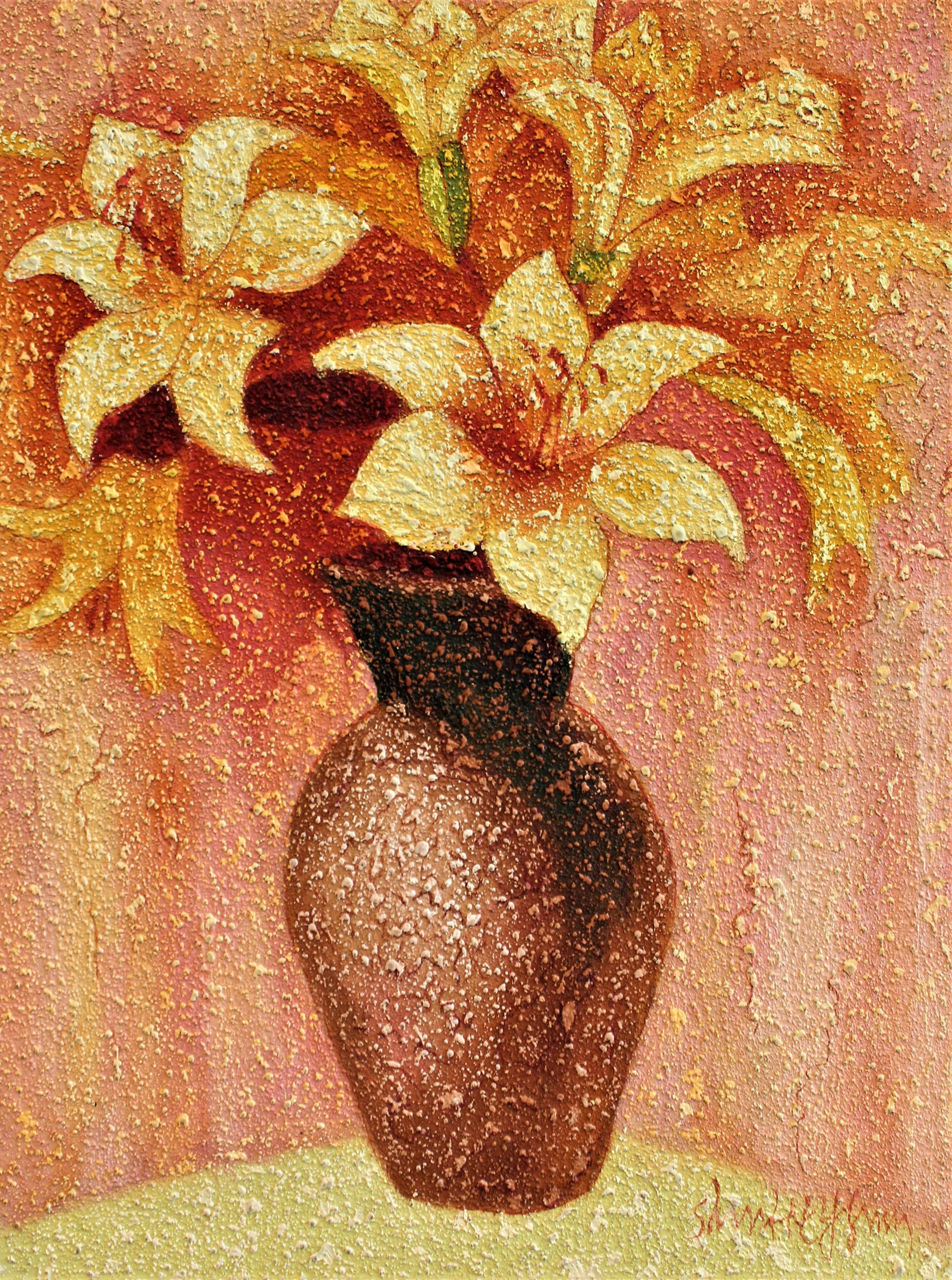 Lys jaunes dans un vase