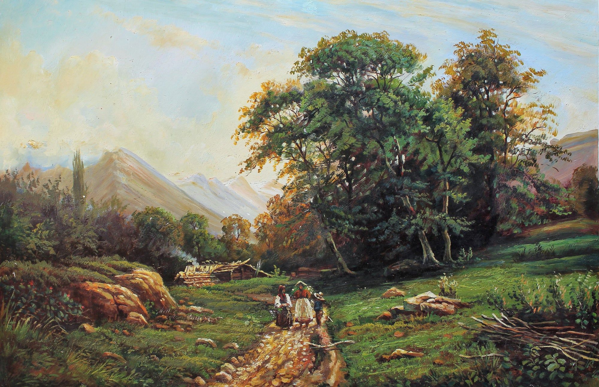 Ferme calme au pied des montagnes