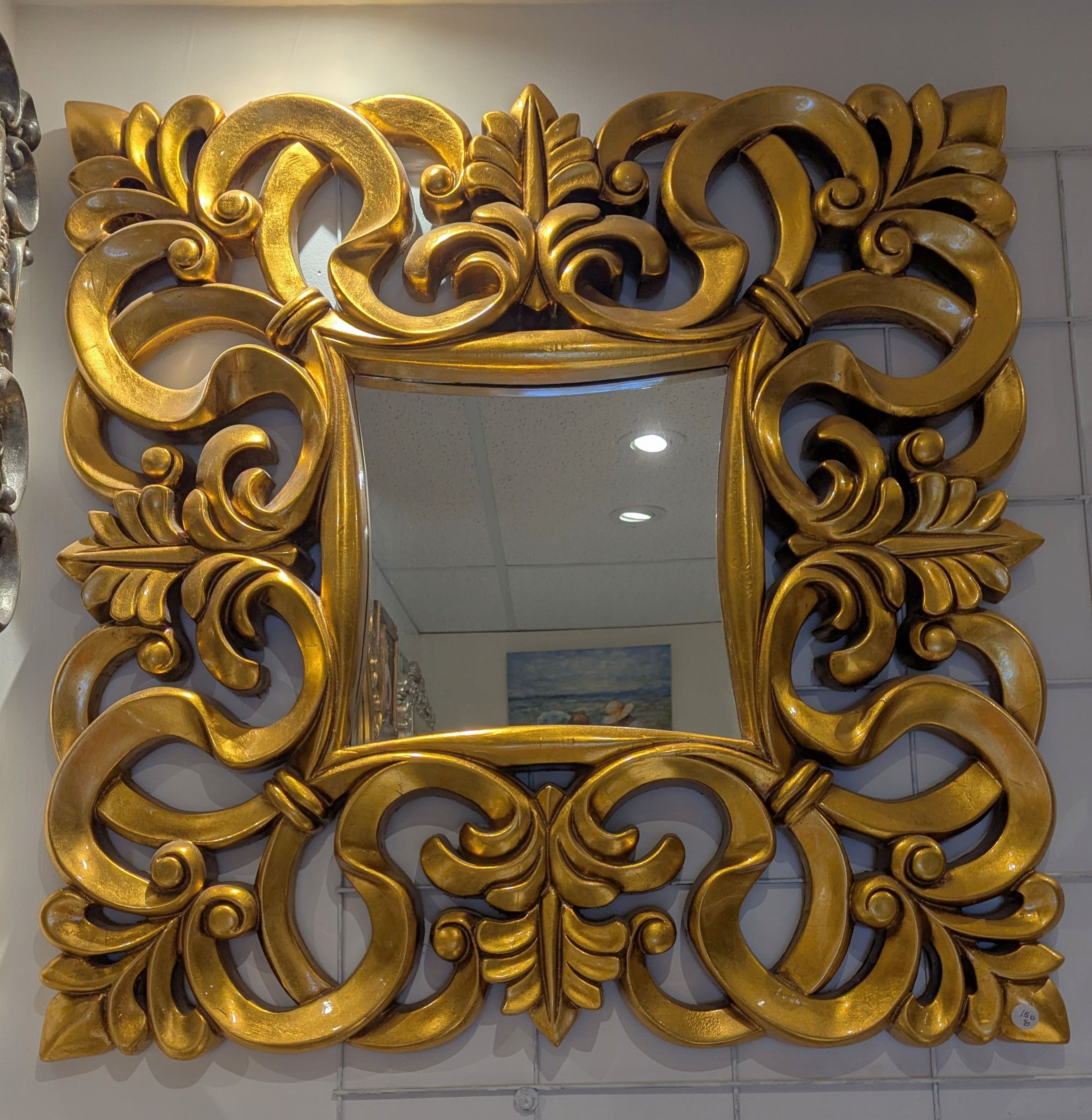 Miroir à cadre classique en diamant - Or