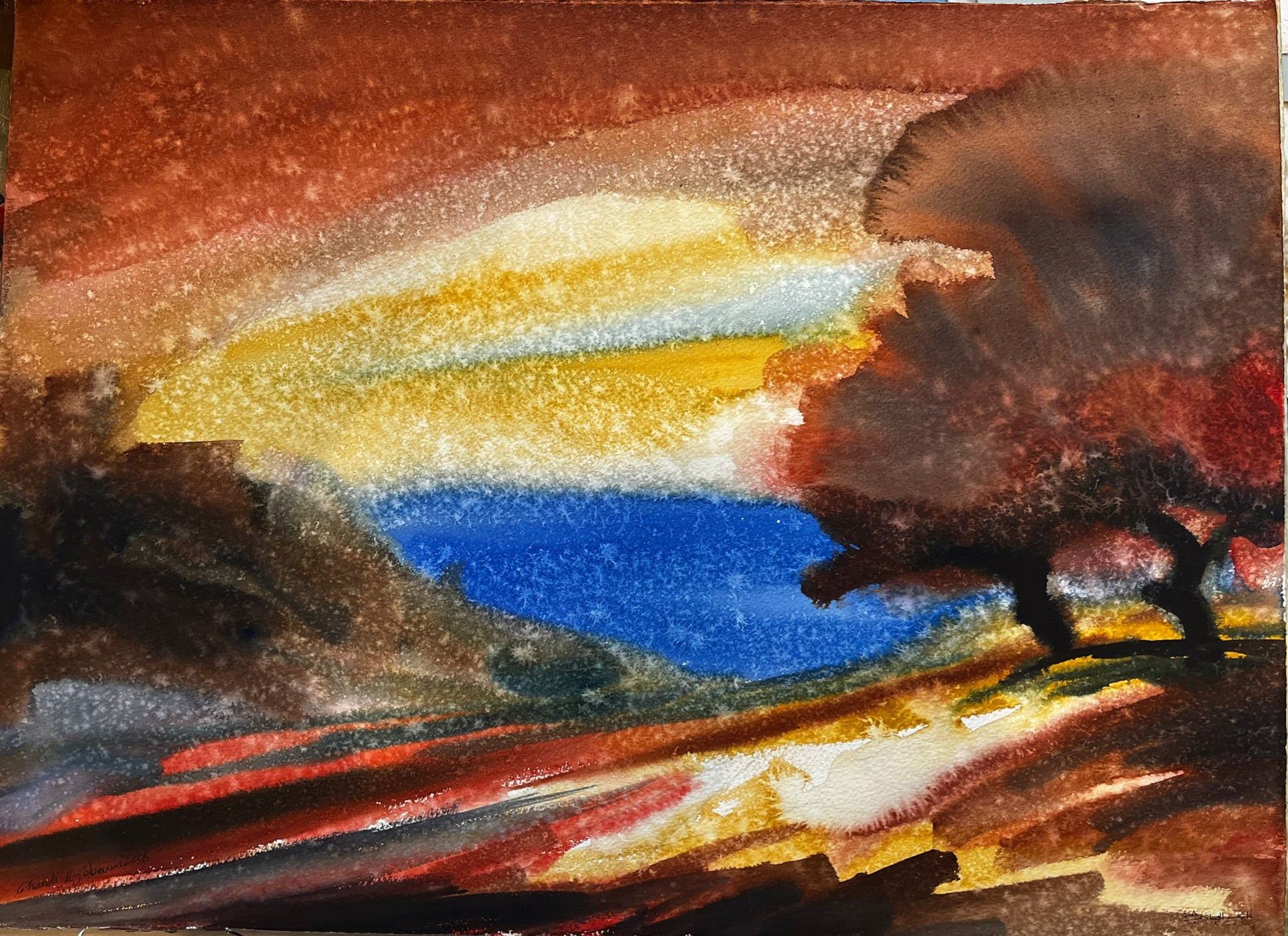 Paysage au coucher du soleil