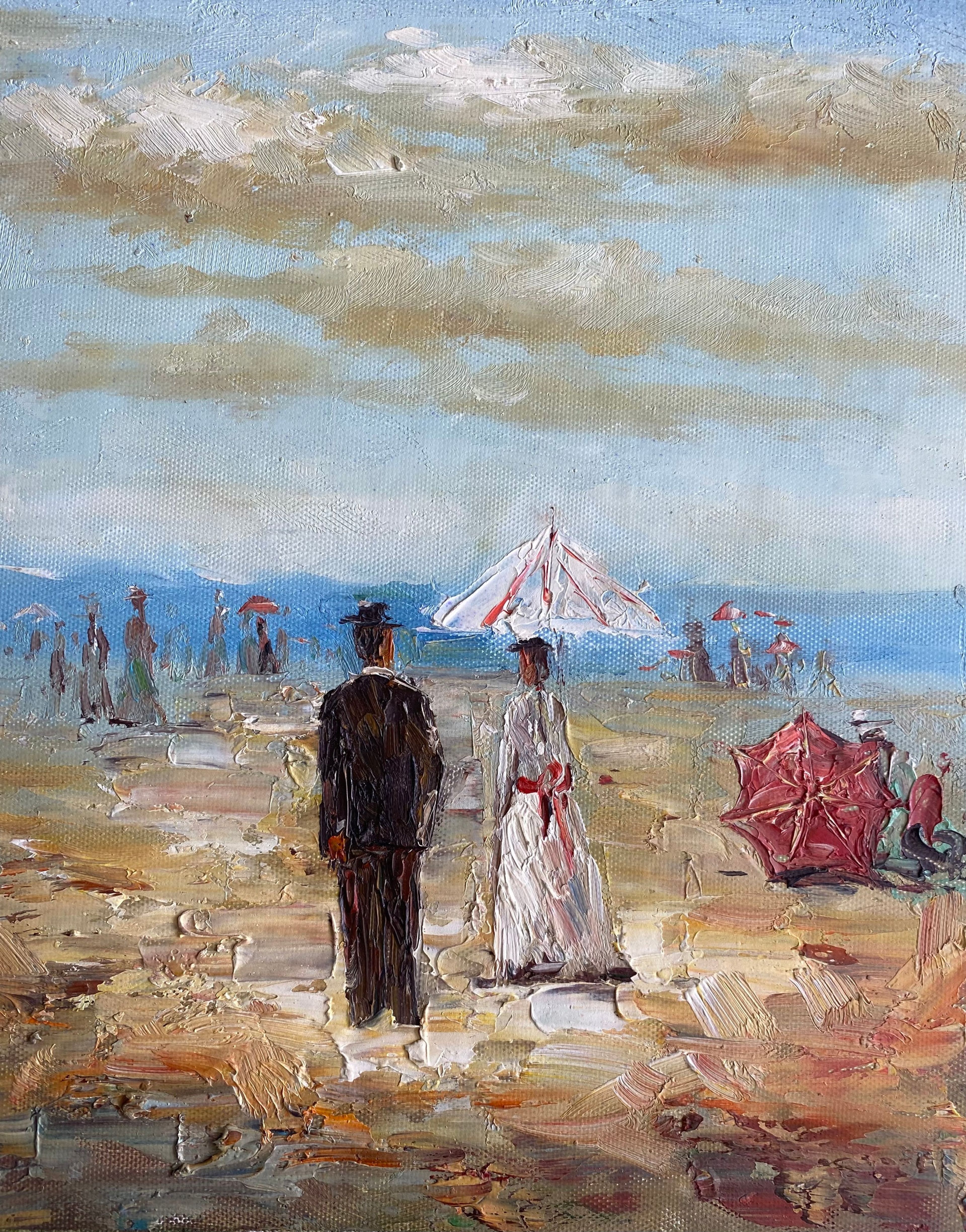 Personnages sur une plage