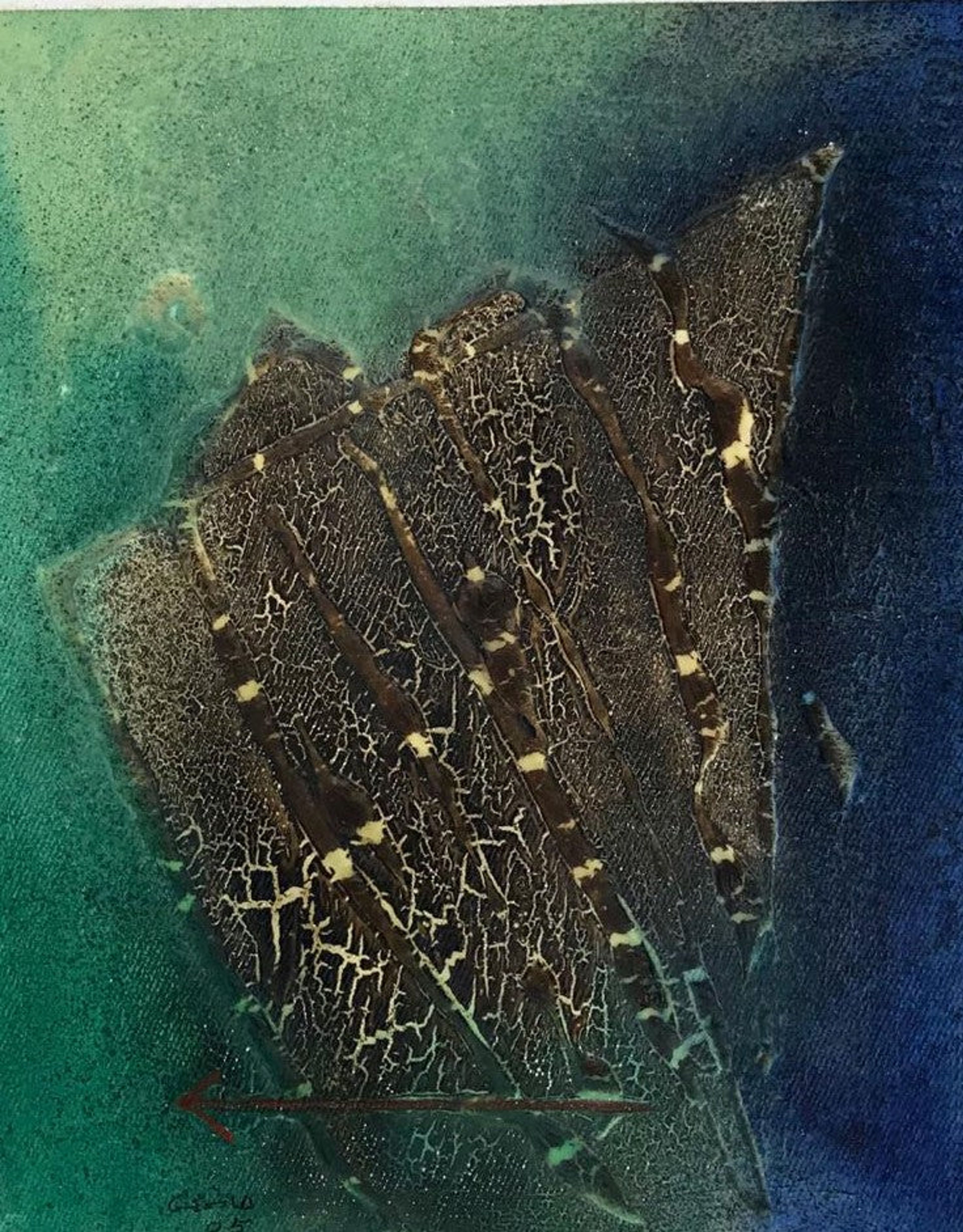 Peinture abstraite bleu foncé et vert