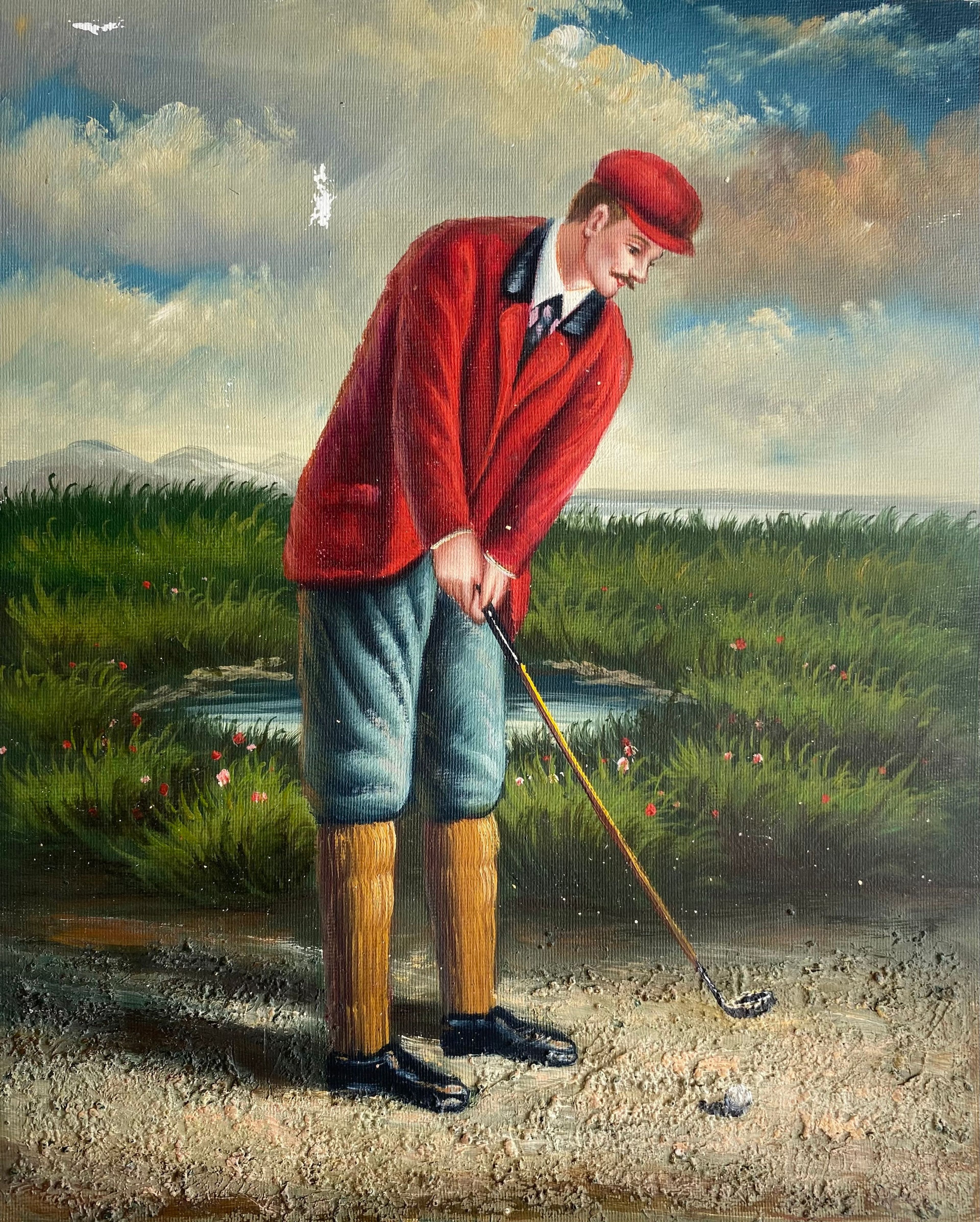 Homme jouant au golf