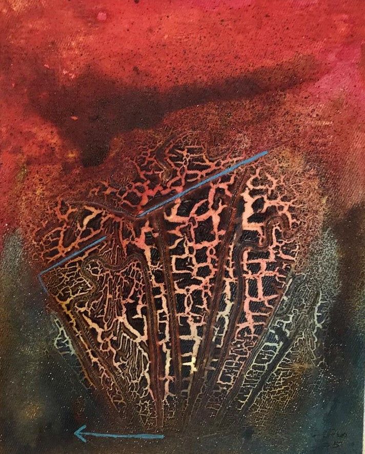 Peinture abstraite rouge et marron foncé