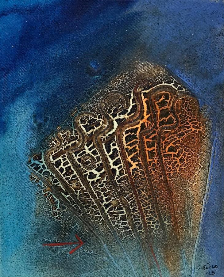 Peinture abstraite bleue et marron