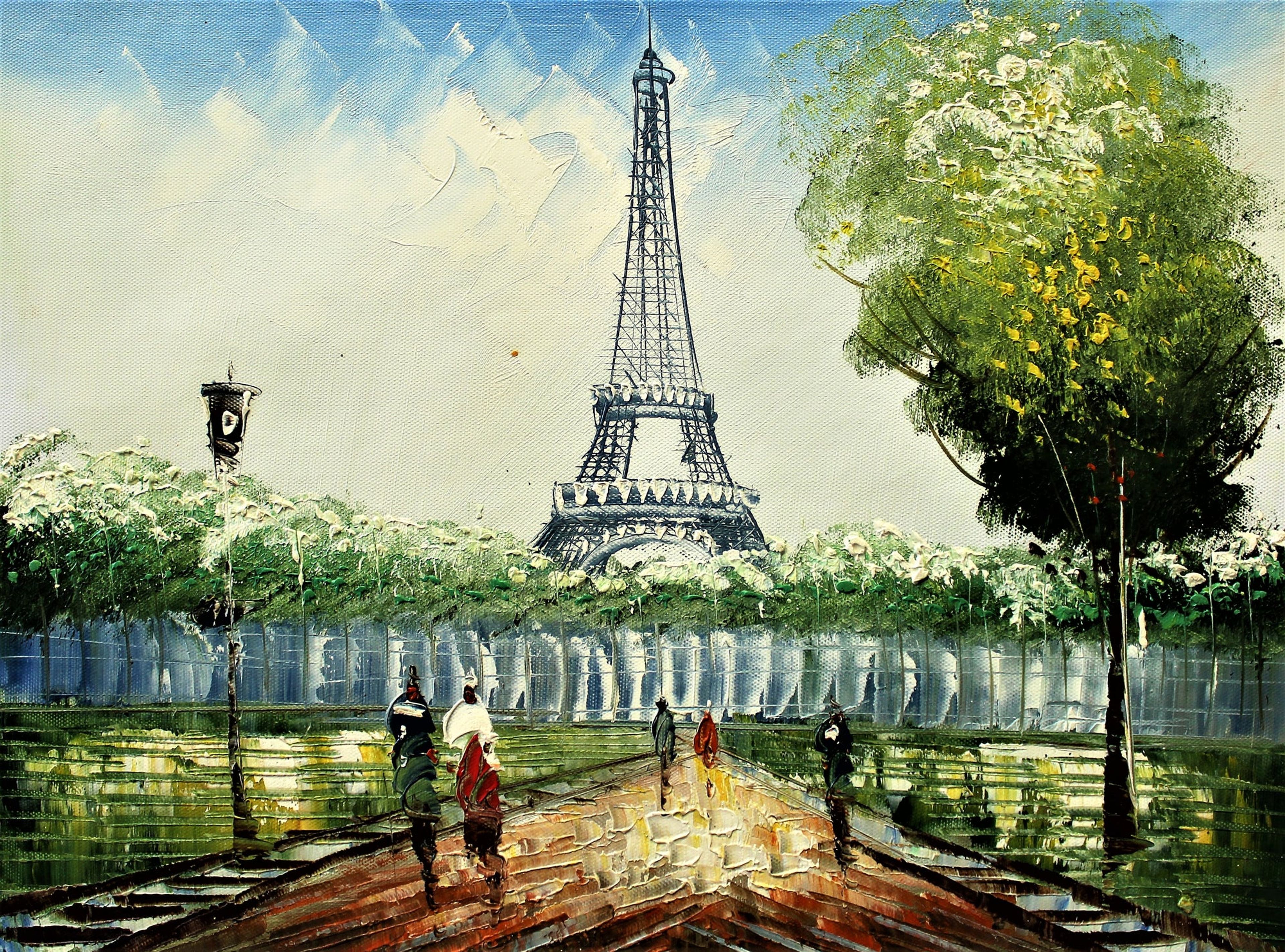 Vue printanière de la tour Eiffel