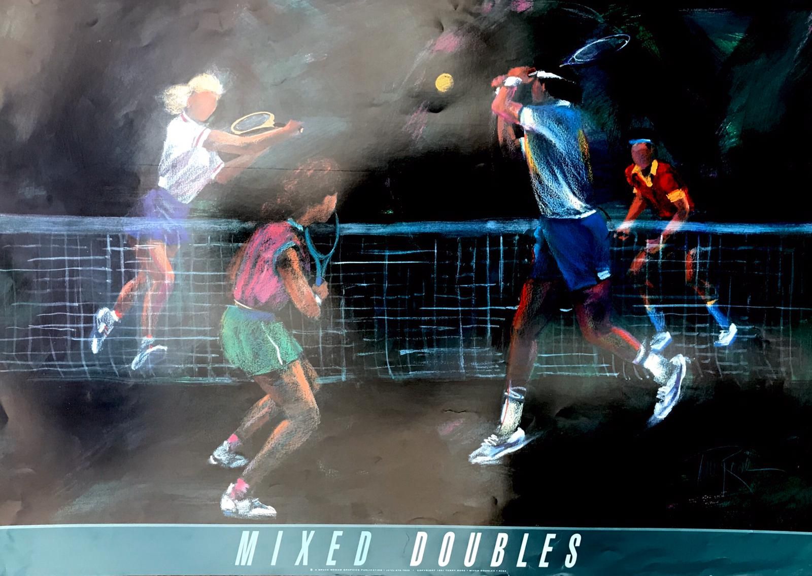 Affiche de tennis « DOUBLES MIXTES »