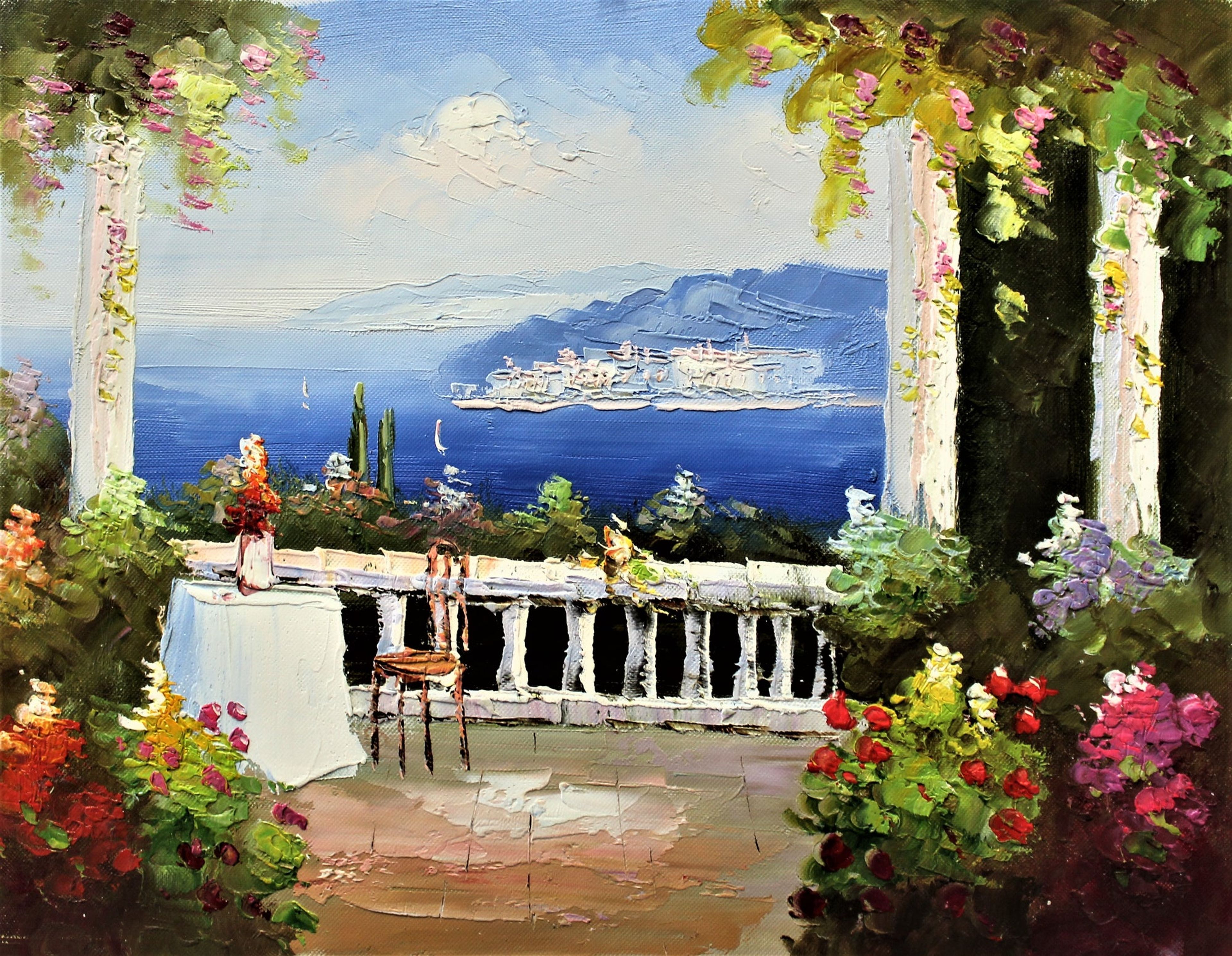 Table de balcon avec vue sur le littoral