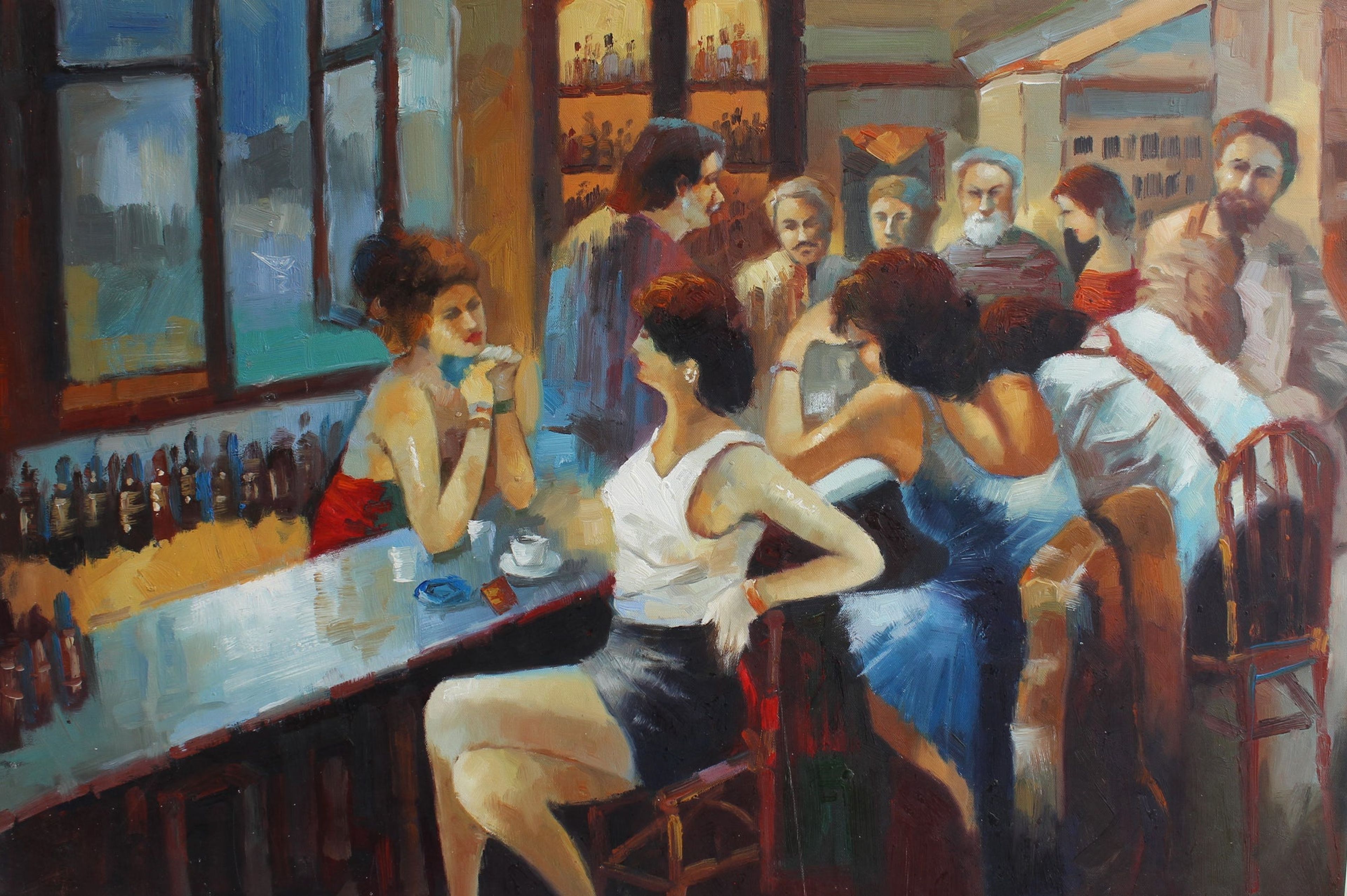 Scène de bar animée