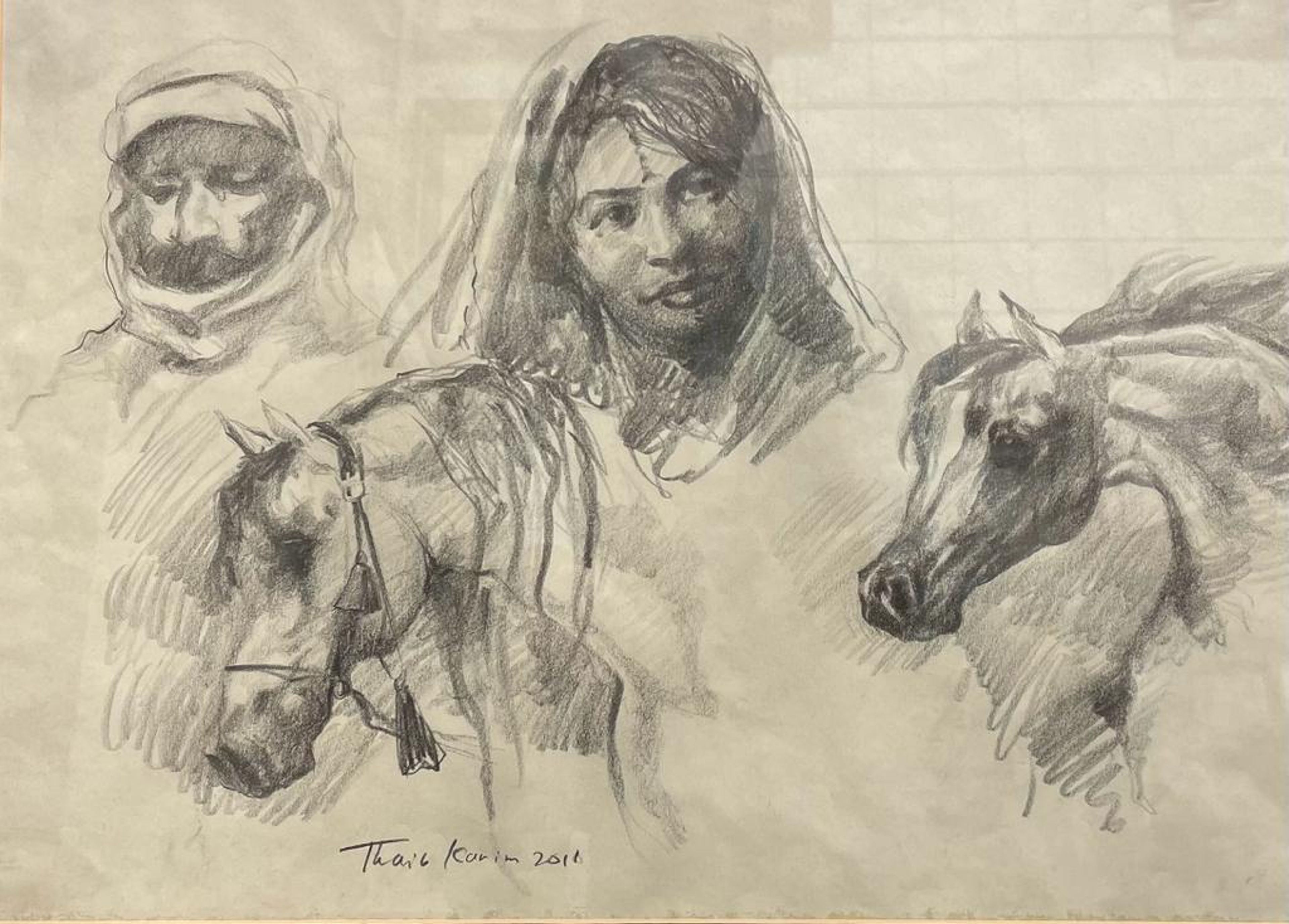 Deux portraits et deux chevaux