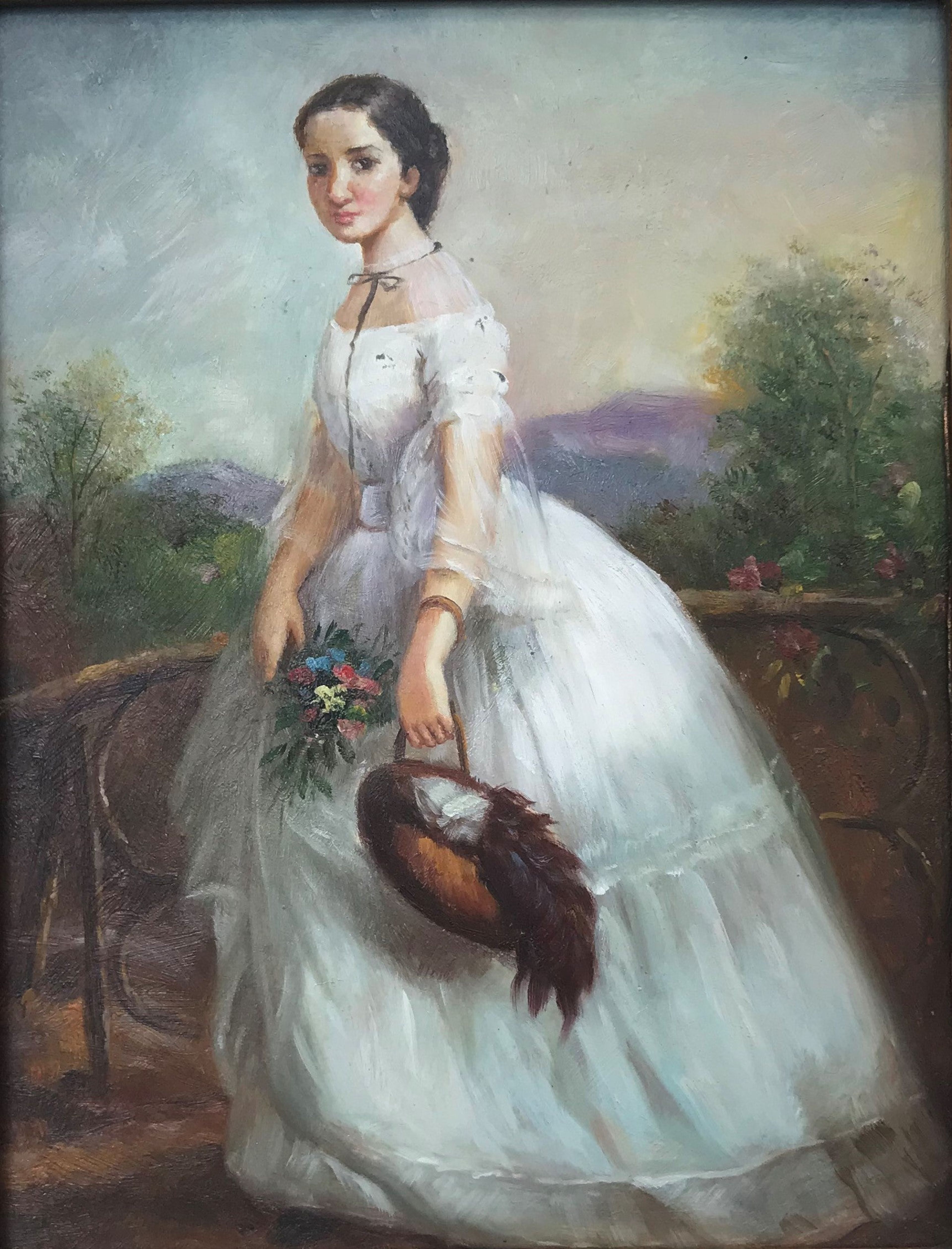 Jeune femme en robe blanche à l'extérieur
