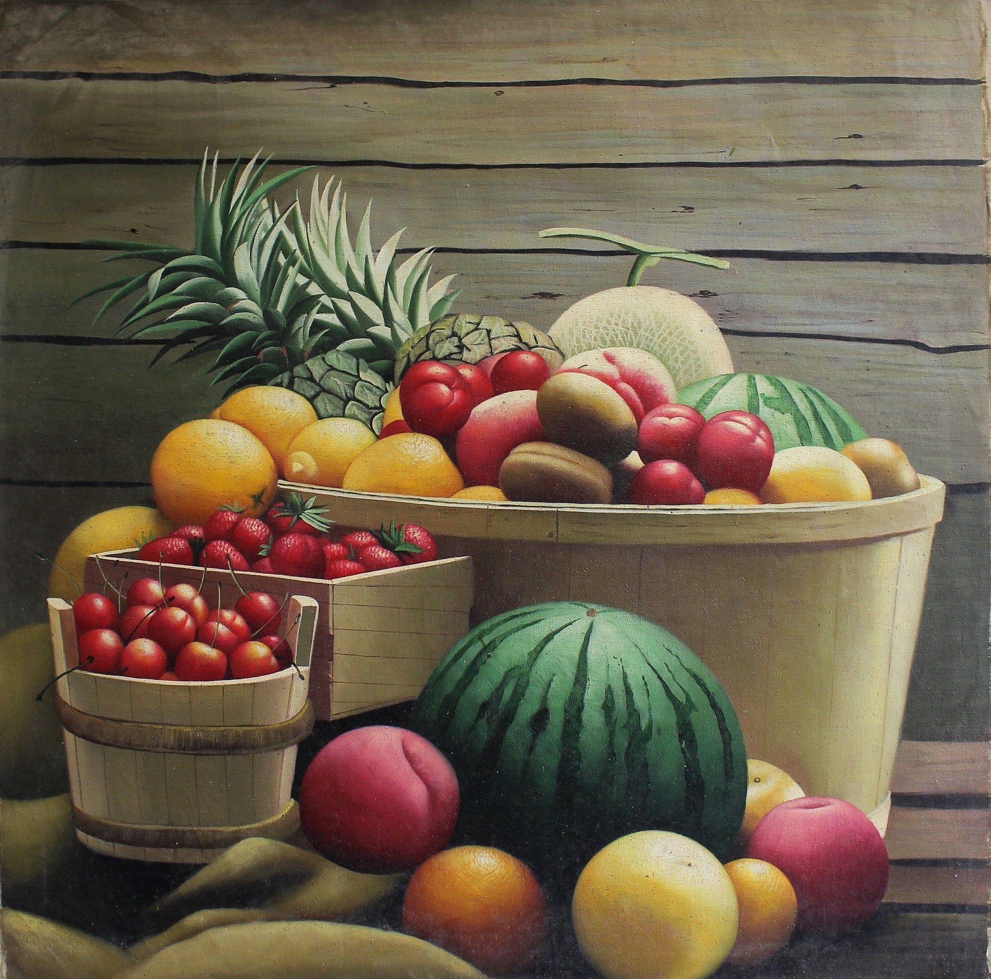 Nature morte de fruits en contenants