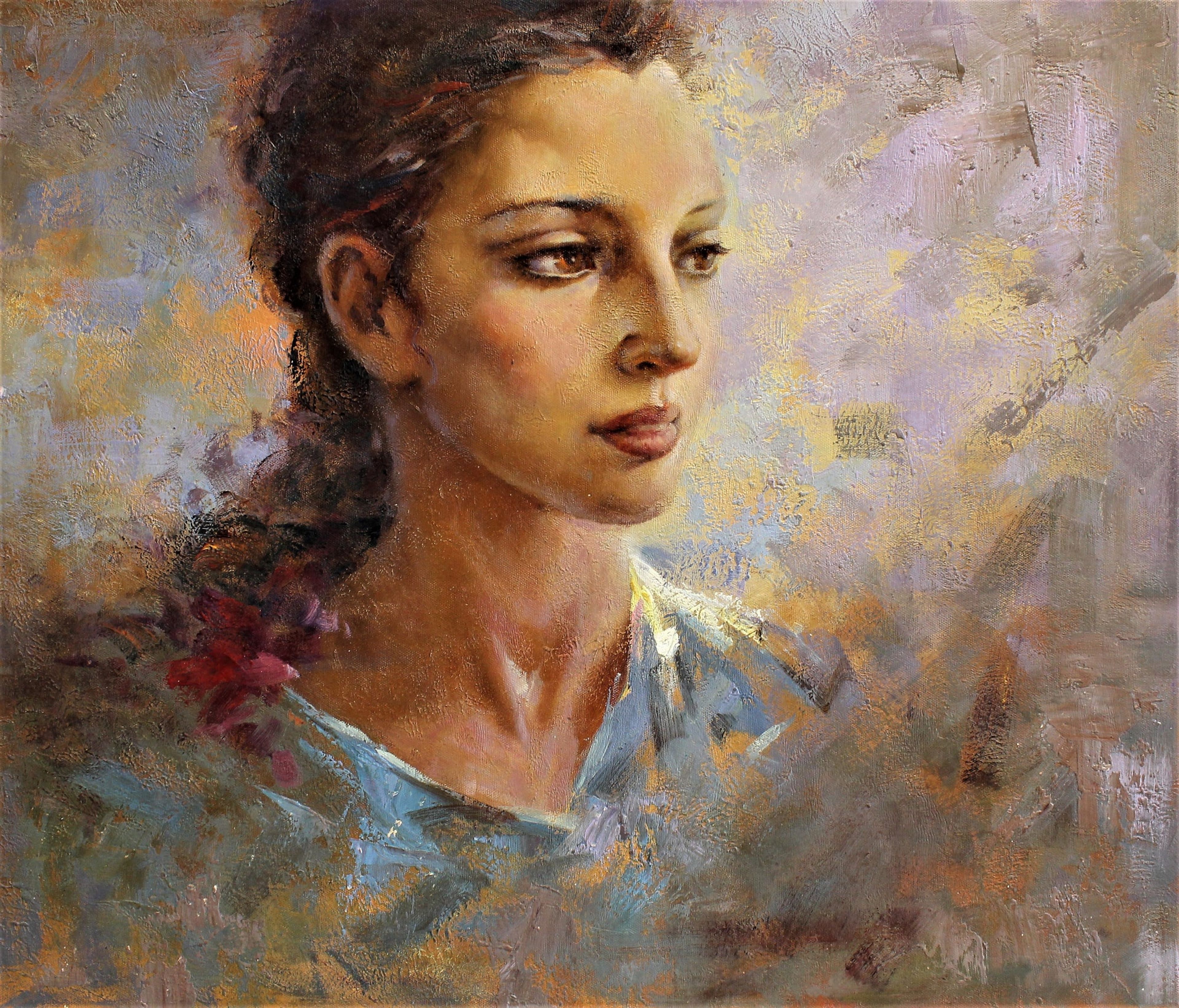 Portrait aux trois quarts d'une jeune femme