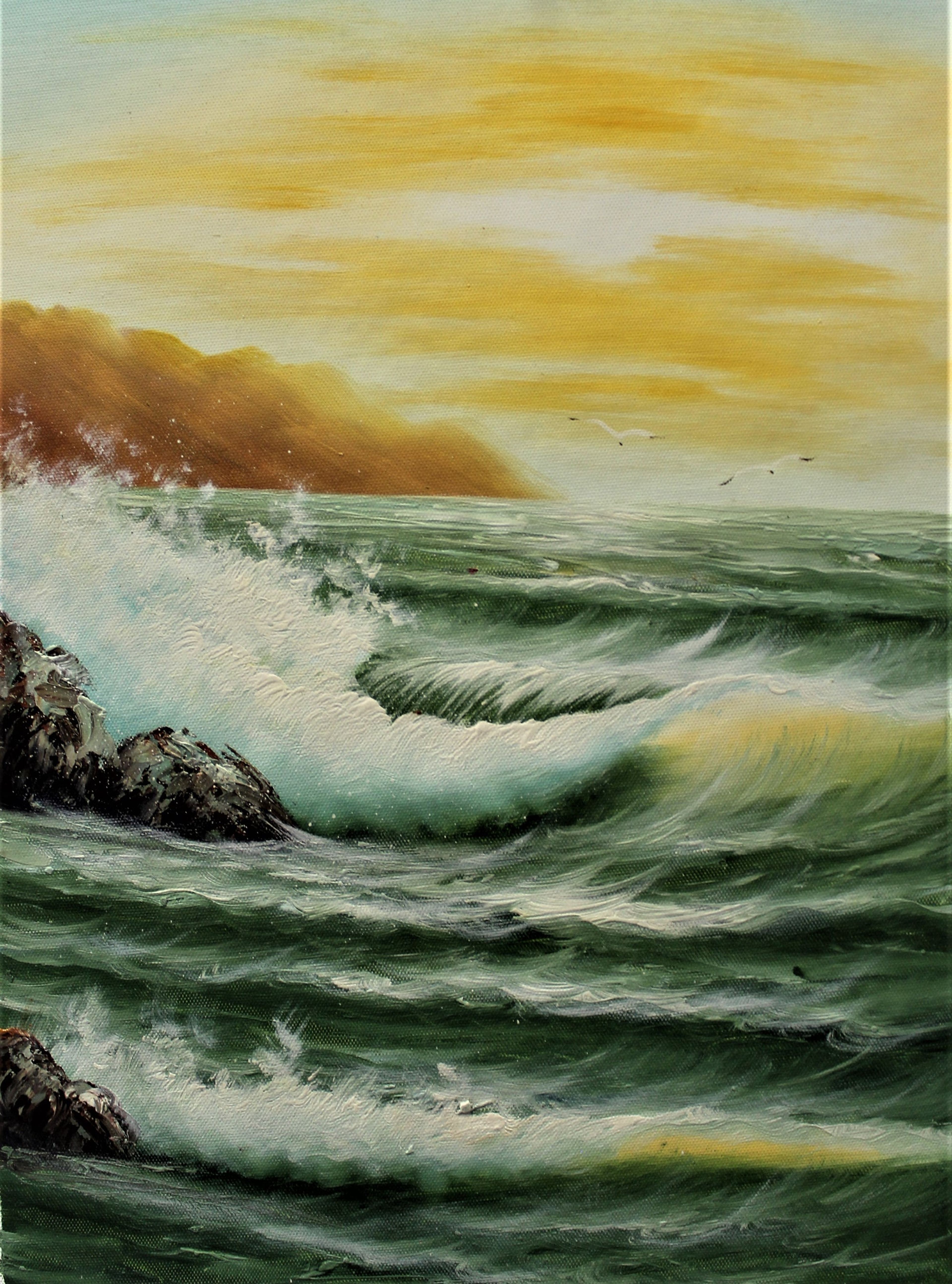 Vagues déferlantes sous un ciel ensoleillé
