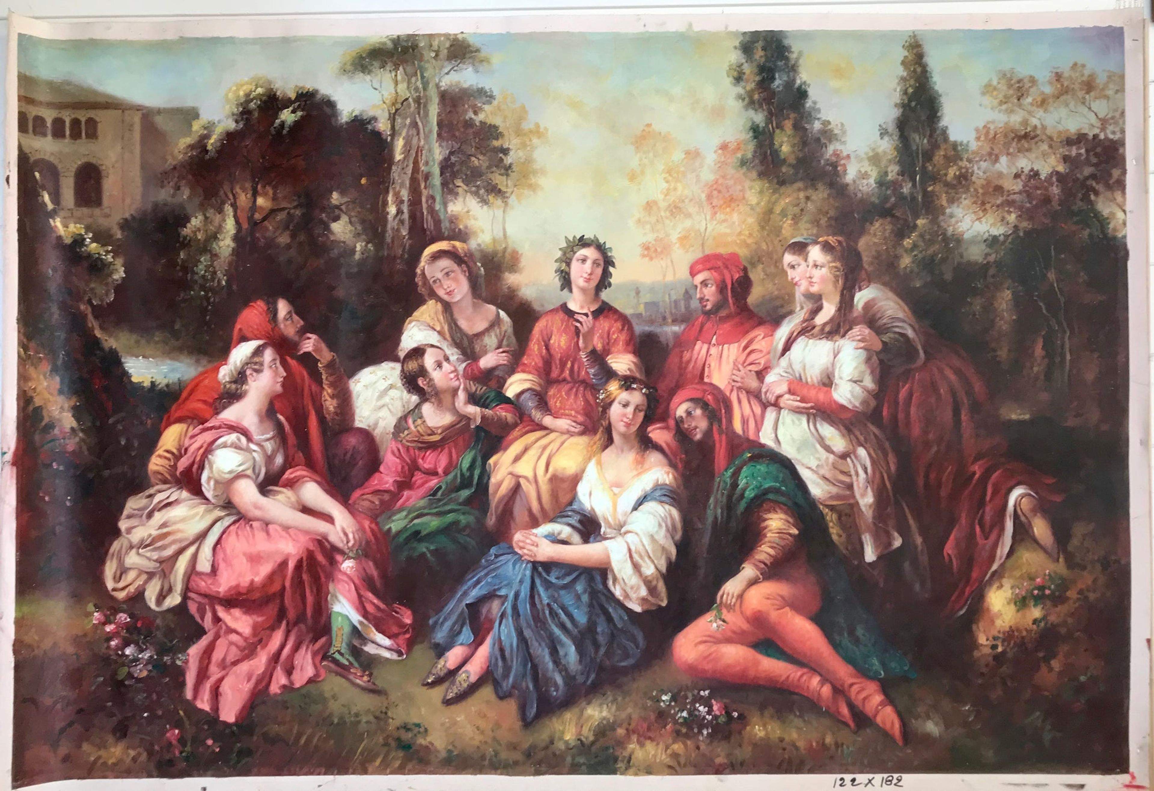 Personnages classiques assis à l'extérieur
