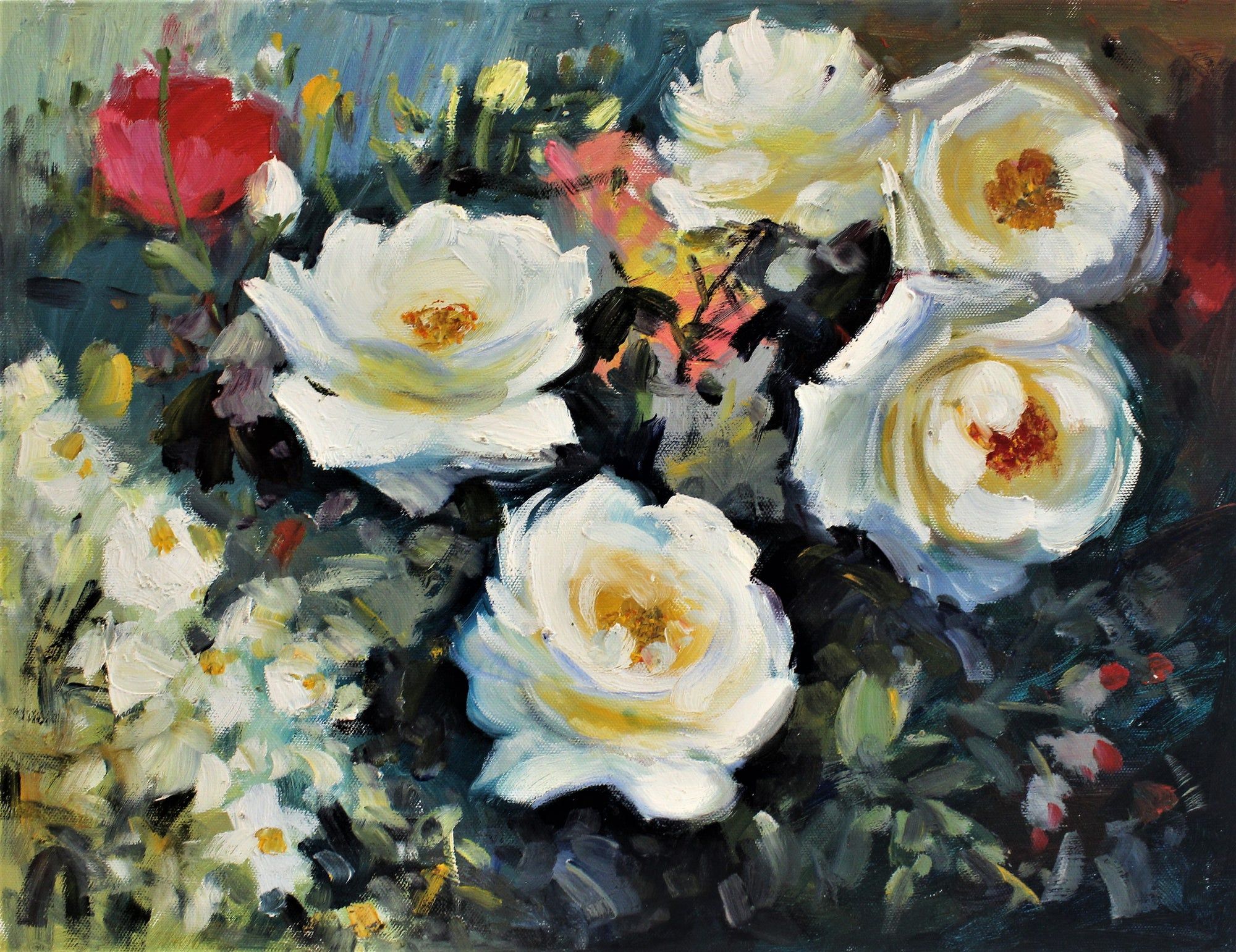Roses blanches dans le jardin
