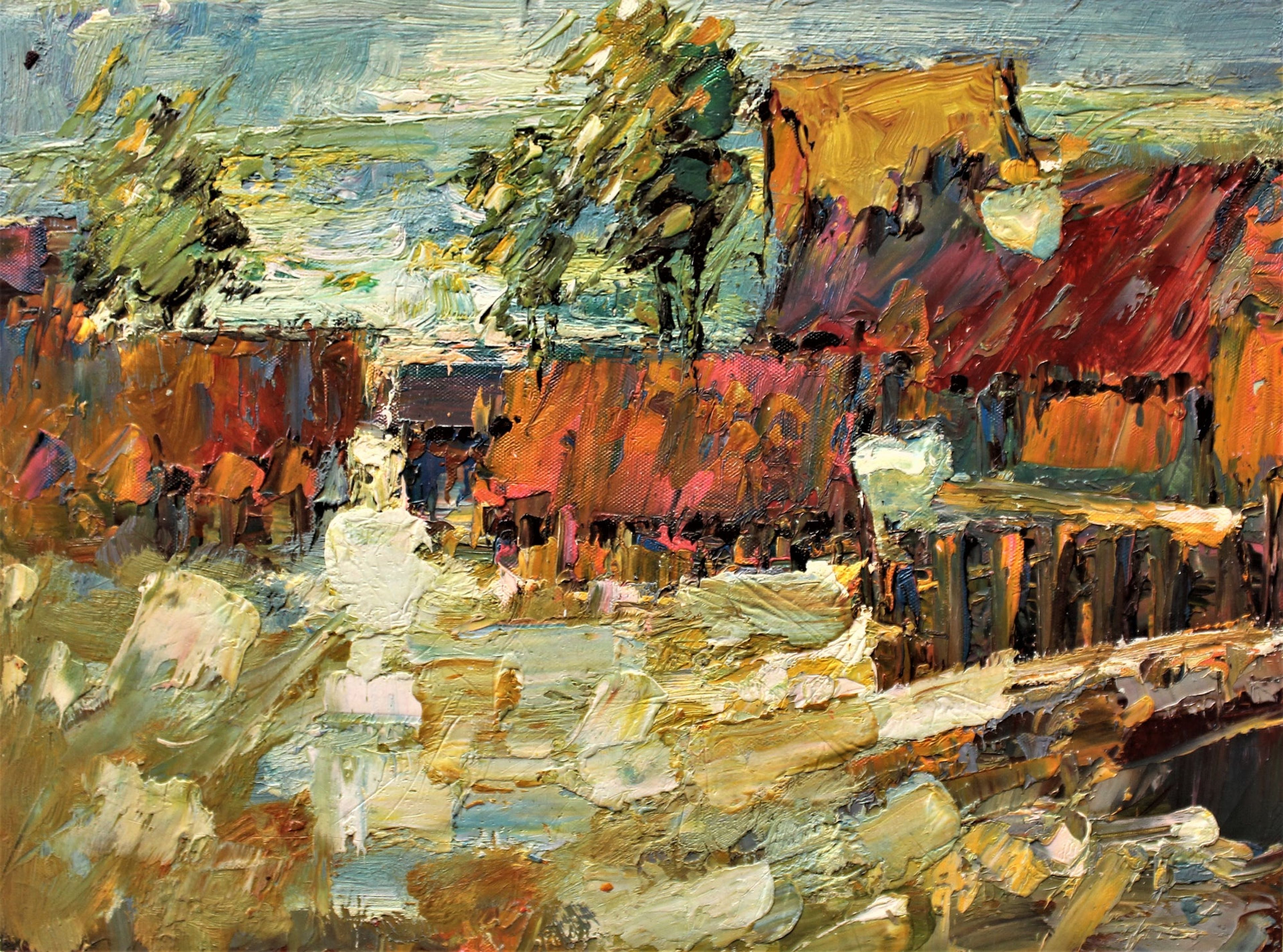 Maisons abstraites orange rouge
