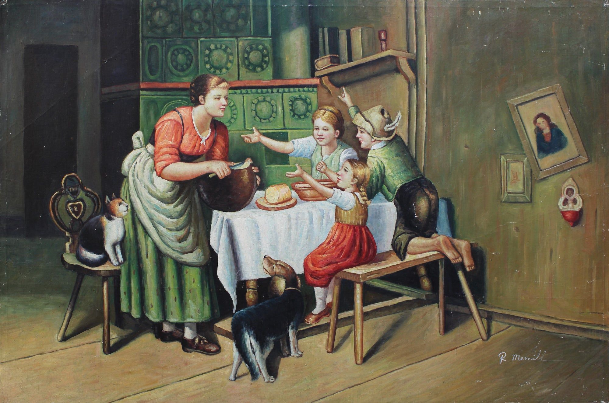 Une mère sert de la nourriture à sa famille