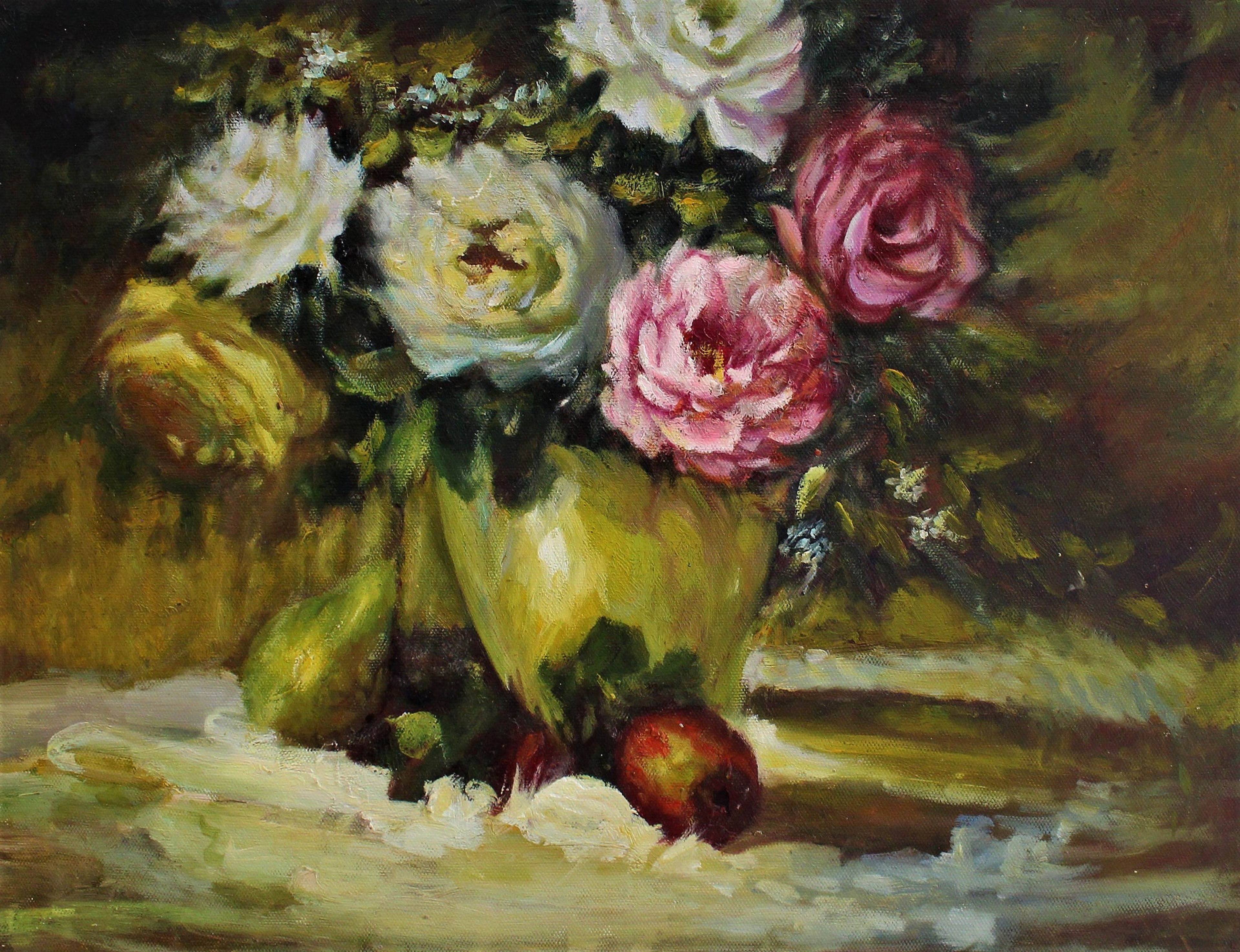 Nature morte de pivoines roses et blanches