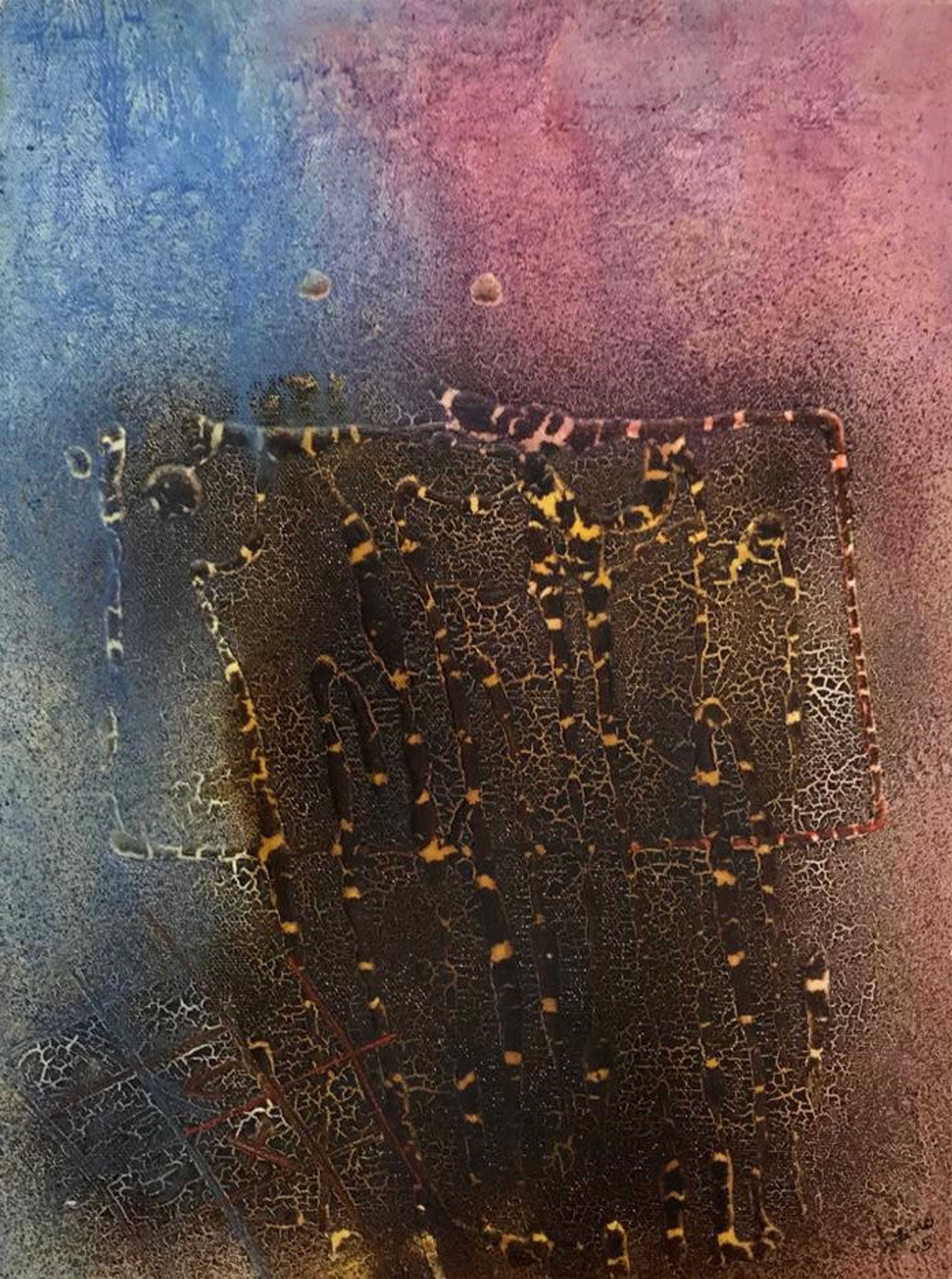 Peinture abstraite bleu clair et rose