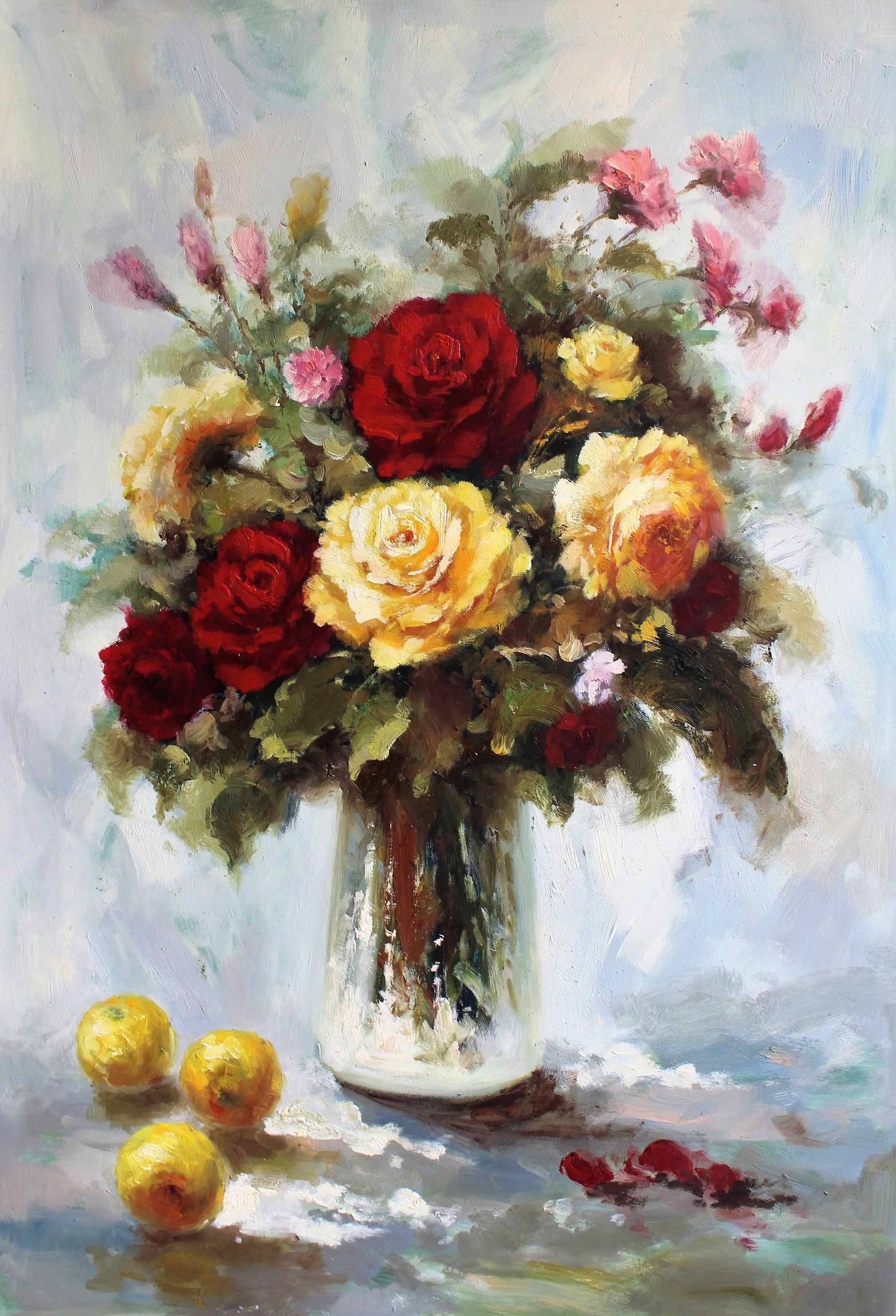 Nature morte de fleurs et de citrons