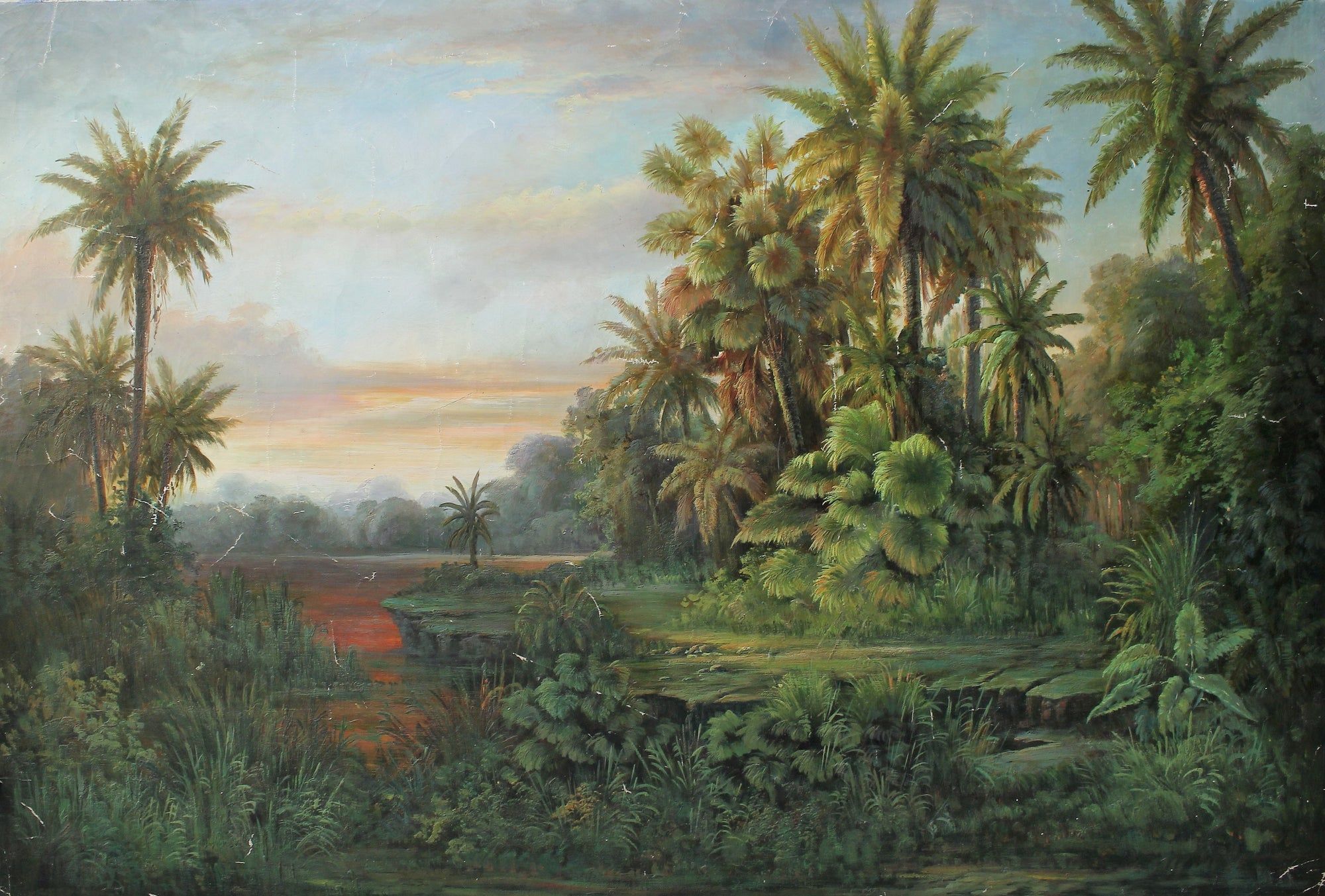Forêt tropicale avec de grands palmiers