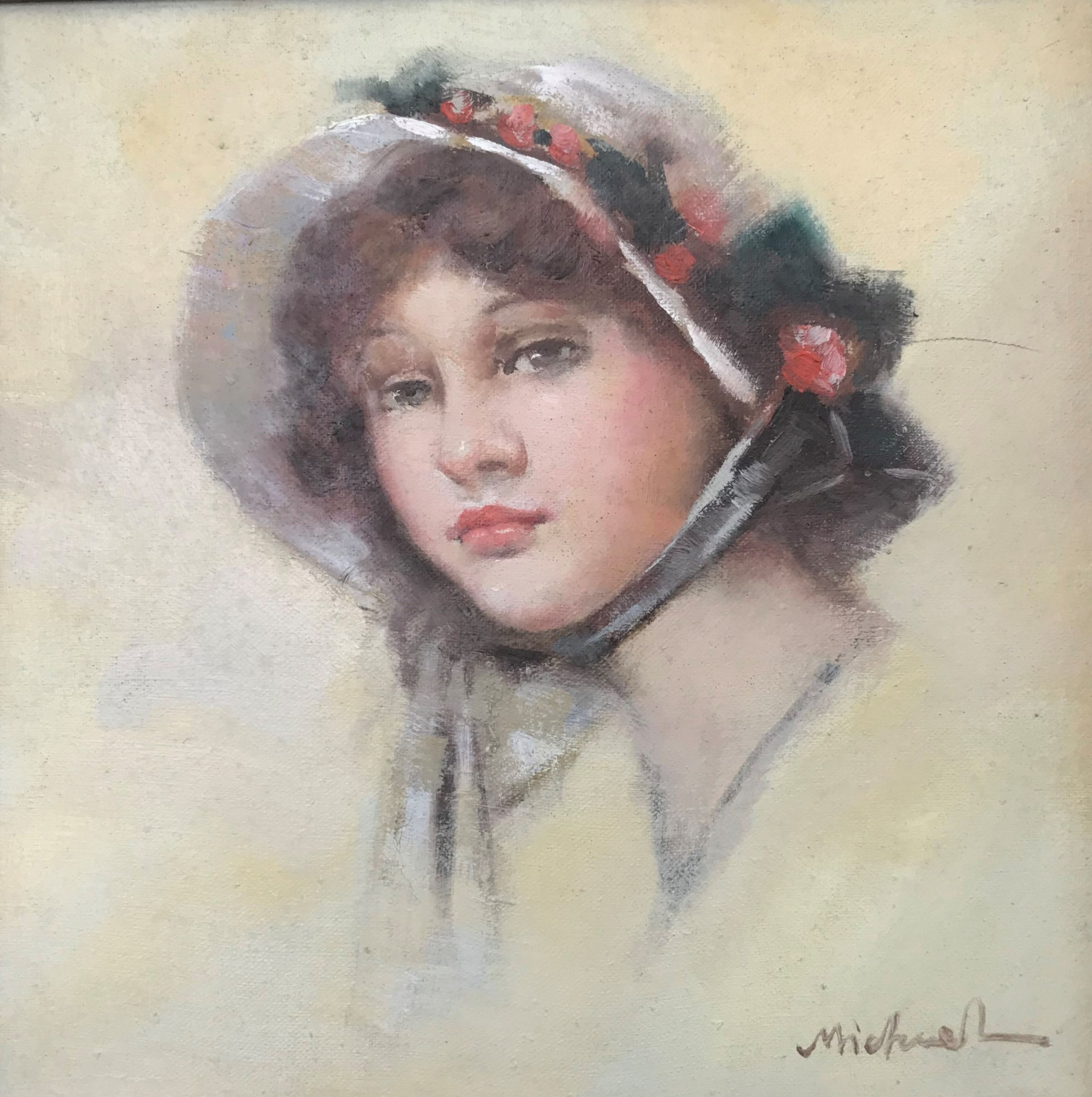Portrait d'une jeune femme au bonnet