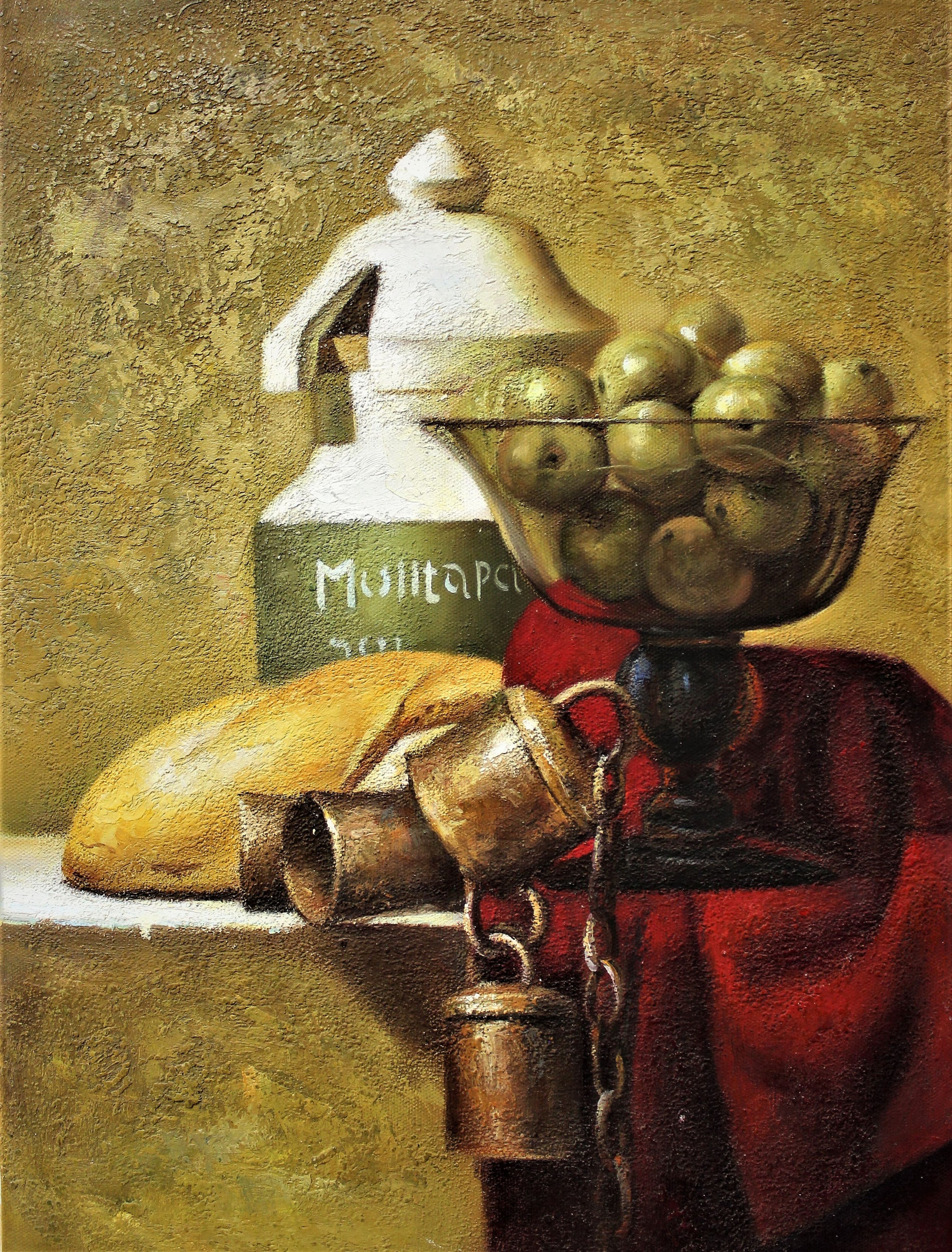 Nature morte d'olives et de pain sur une table